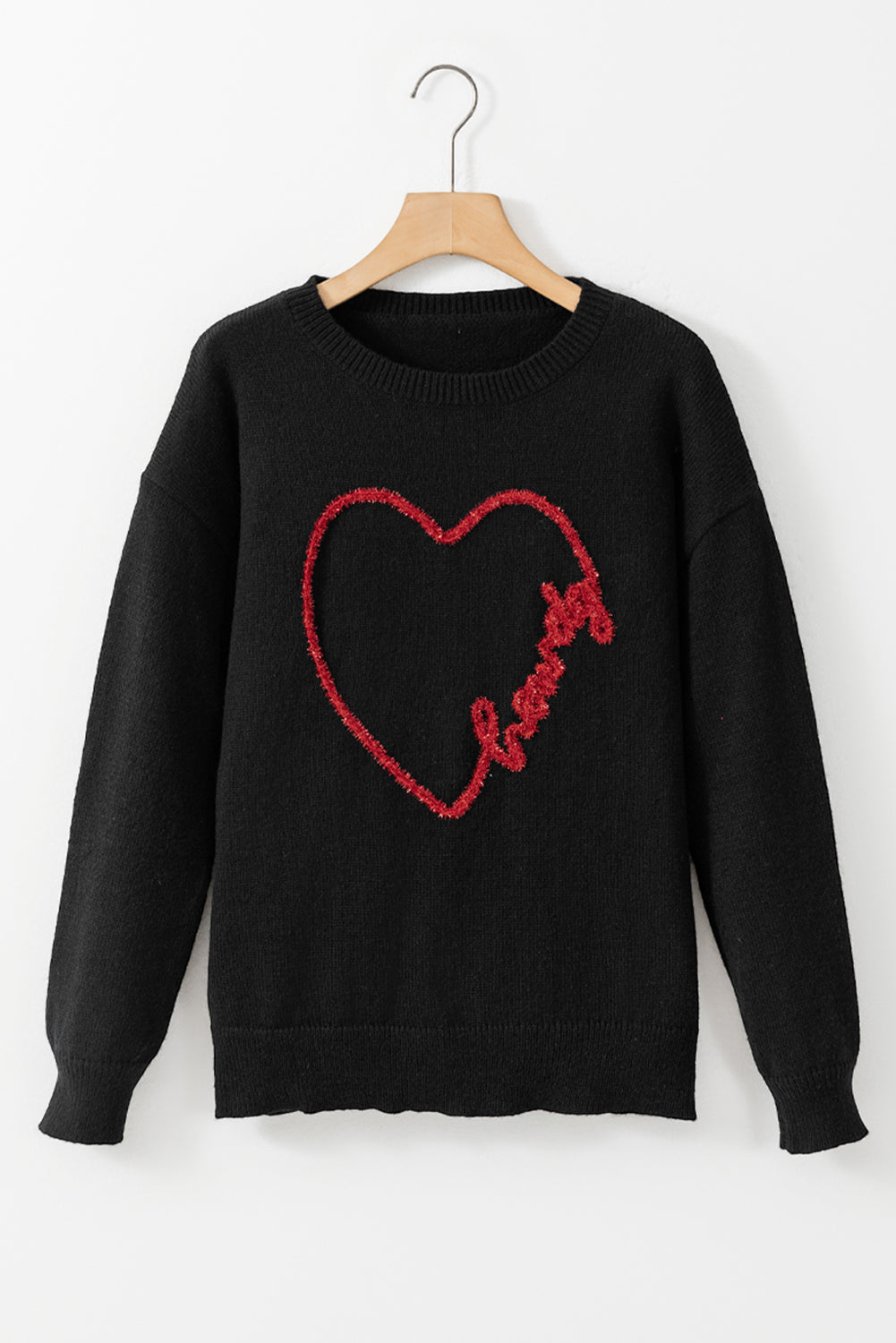 Black Plus Size Cheers Glitter Tinsel Short Sleeve Sweater
