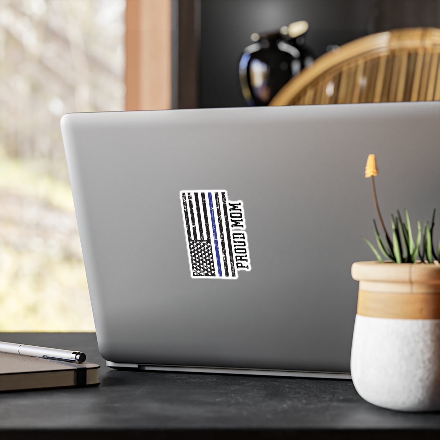 Proud Mom Blue Line Flag Kiss-Cut Vinyl Decals