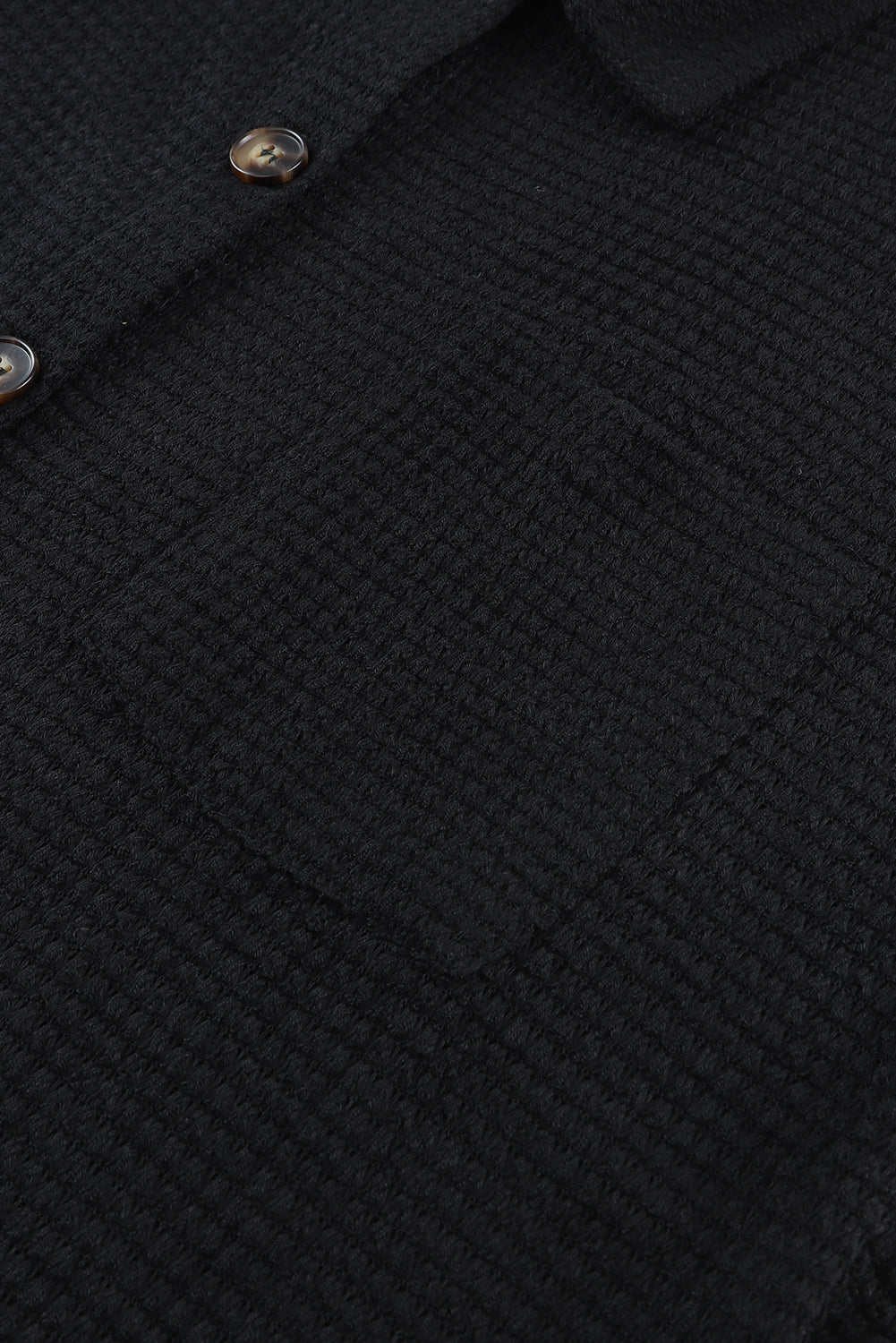 Brown Waffle Knit Button Up Casual Shirt