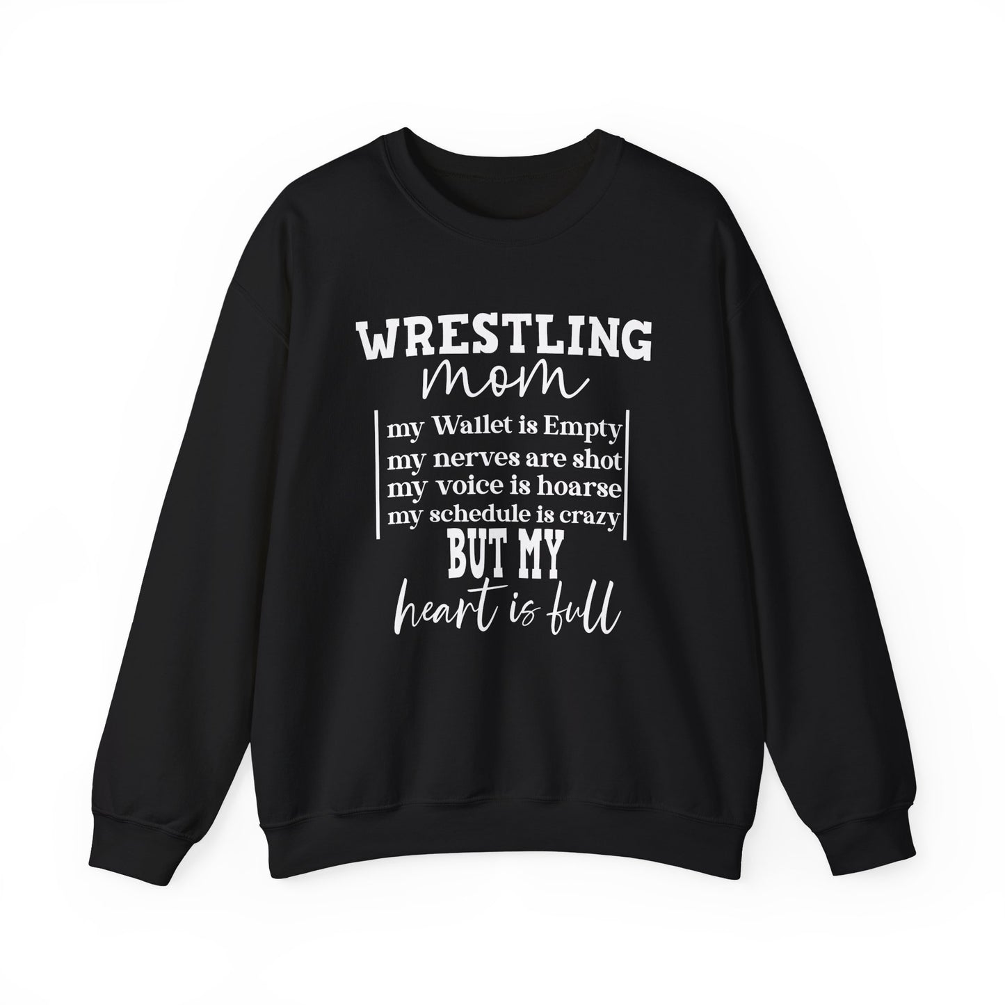 Wrestling Mom Heart Is Full Heavy Blend™ Crewneck Sweatshirt