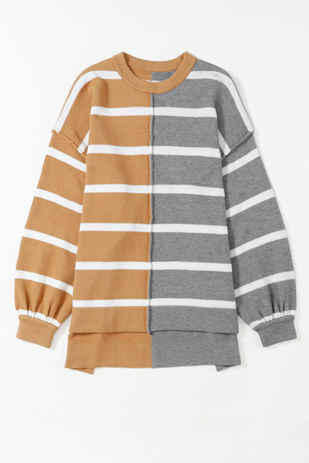 Plus Size Colorblock Striped Patchwork Loose Top