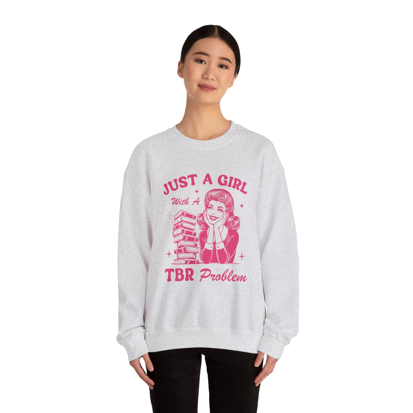 Just A Girl with A TBR Problem Heavy Blend™ Crewneck Sweatshirt