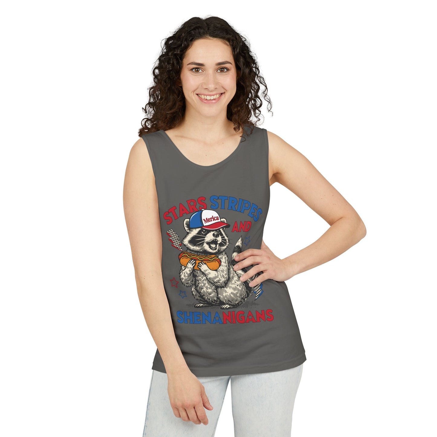 Stars Stripes and Shenanigans Garment-Dyed Tank Top