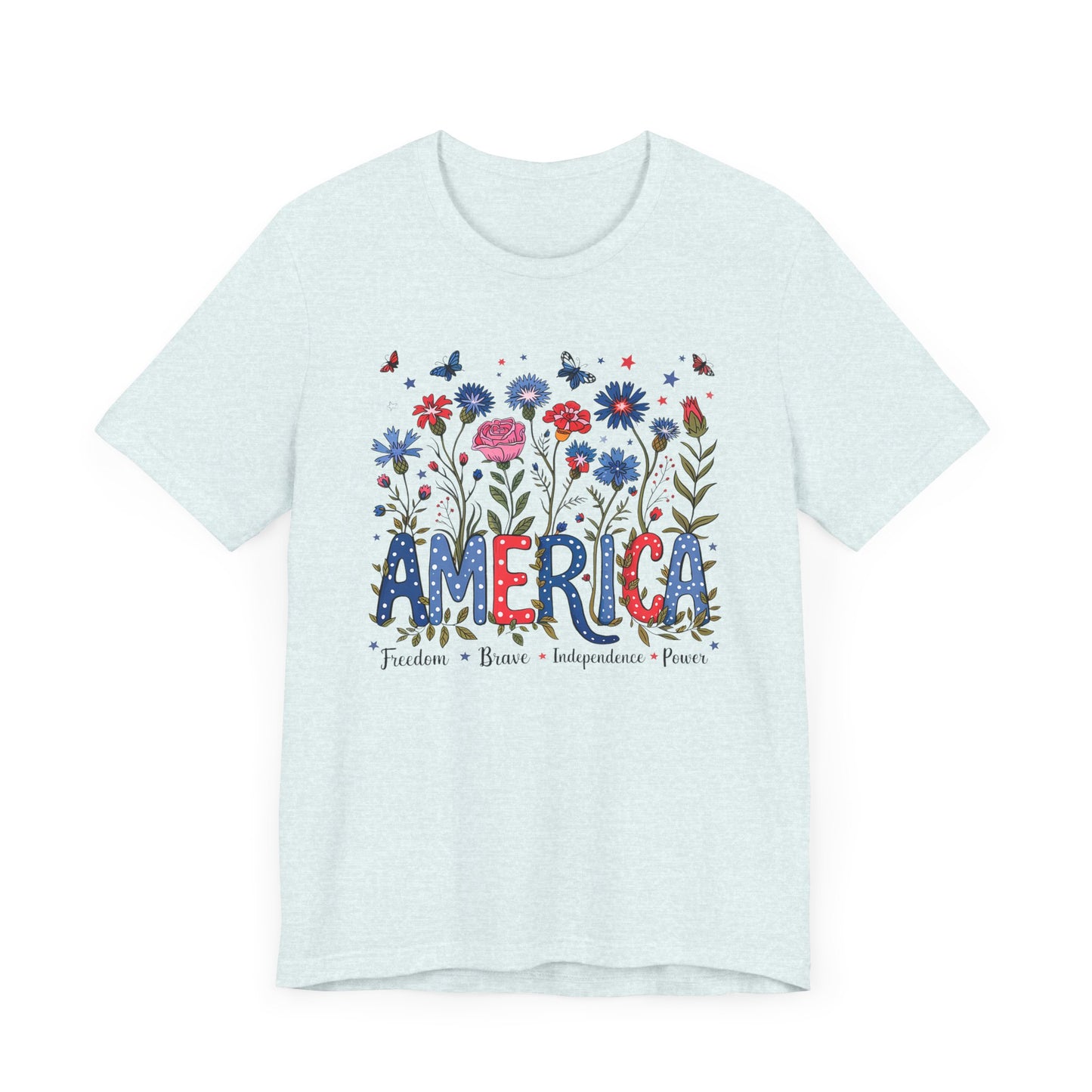 America Flowers Jersey Short Sleeve Tee