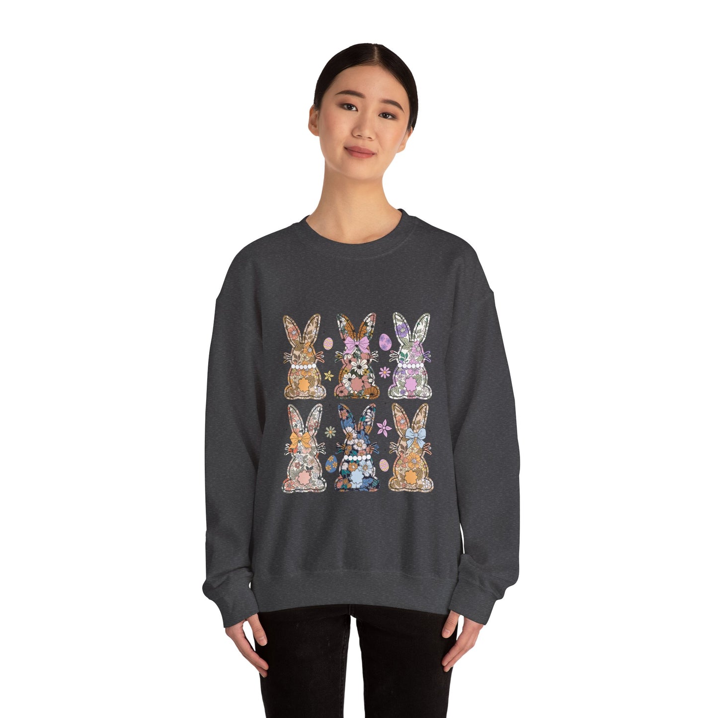 Floral Bunnies Heavy Blend™ Crewneck Sweatshirt