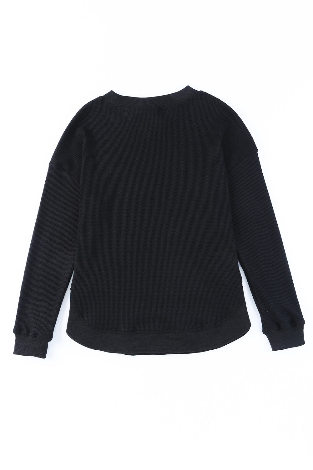 Waffle Knit Crew Neck Casual Long Sleeve Top