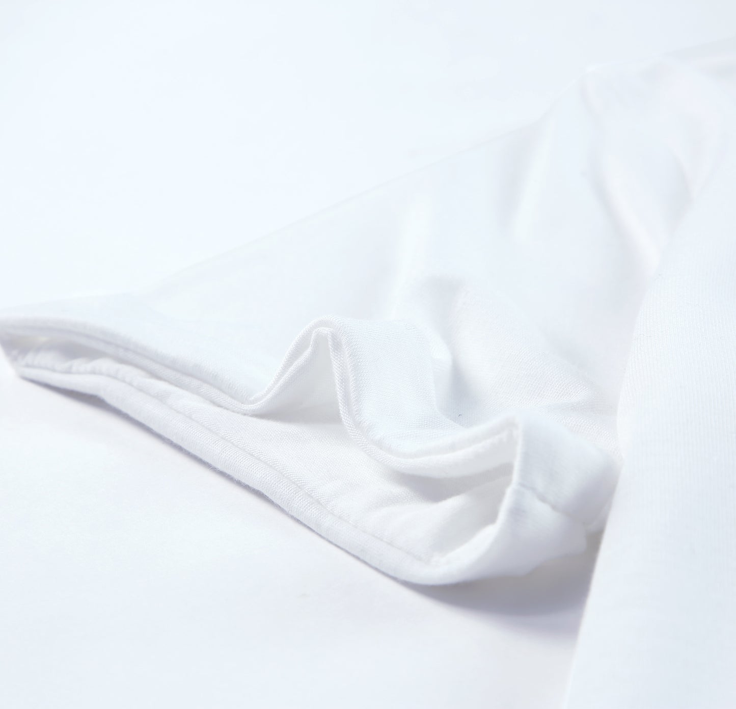 White Round Neck Rolled Sleeve Plus Size T-shirt
