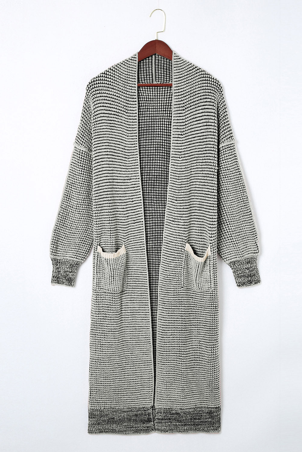 Apricot Chunky Waffle Knit Oversized Collar Cardigan