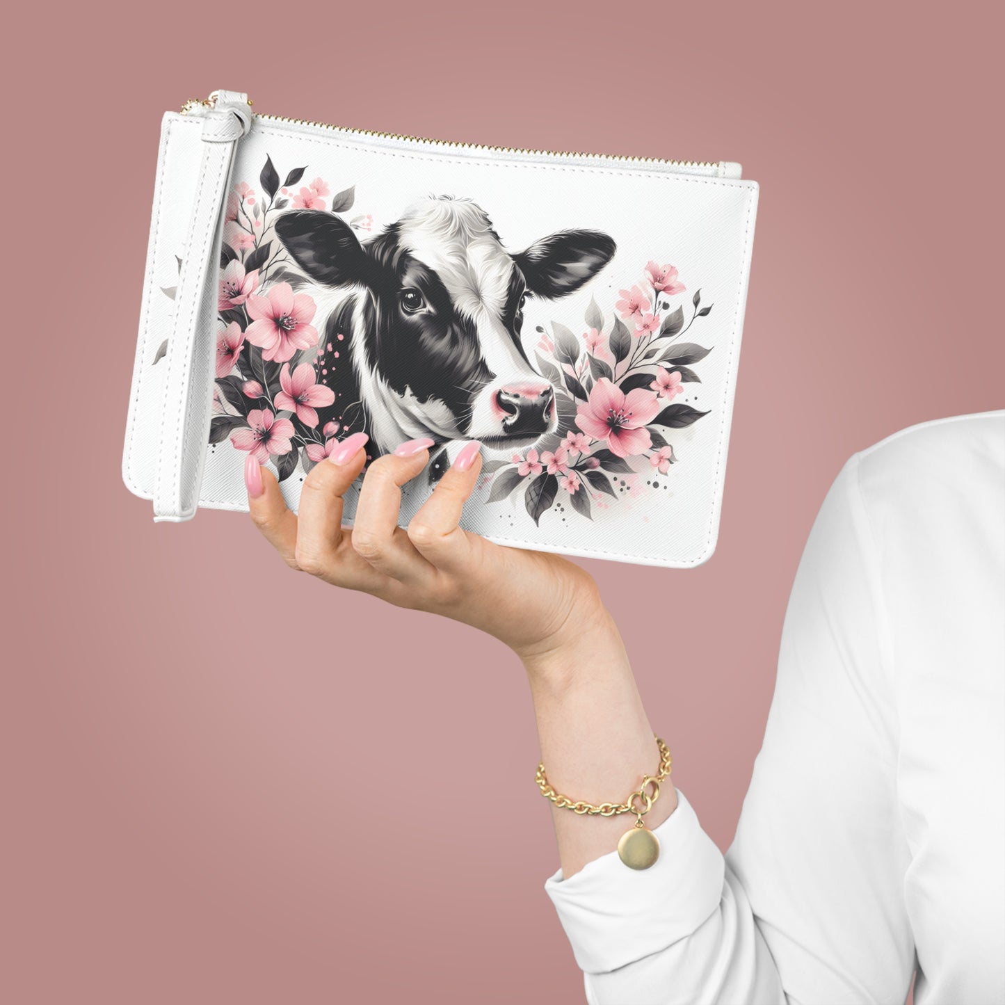 Floral Cow Clutch Bag