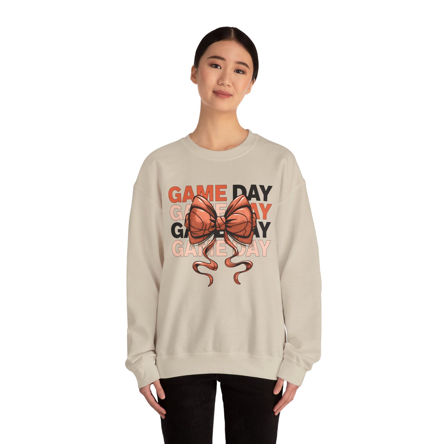 Game Day Basketball Bow Heavy Blend™ Crewneck Sweatshirt