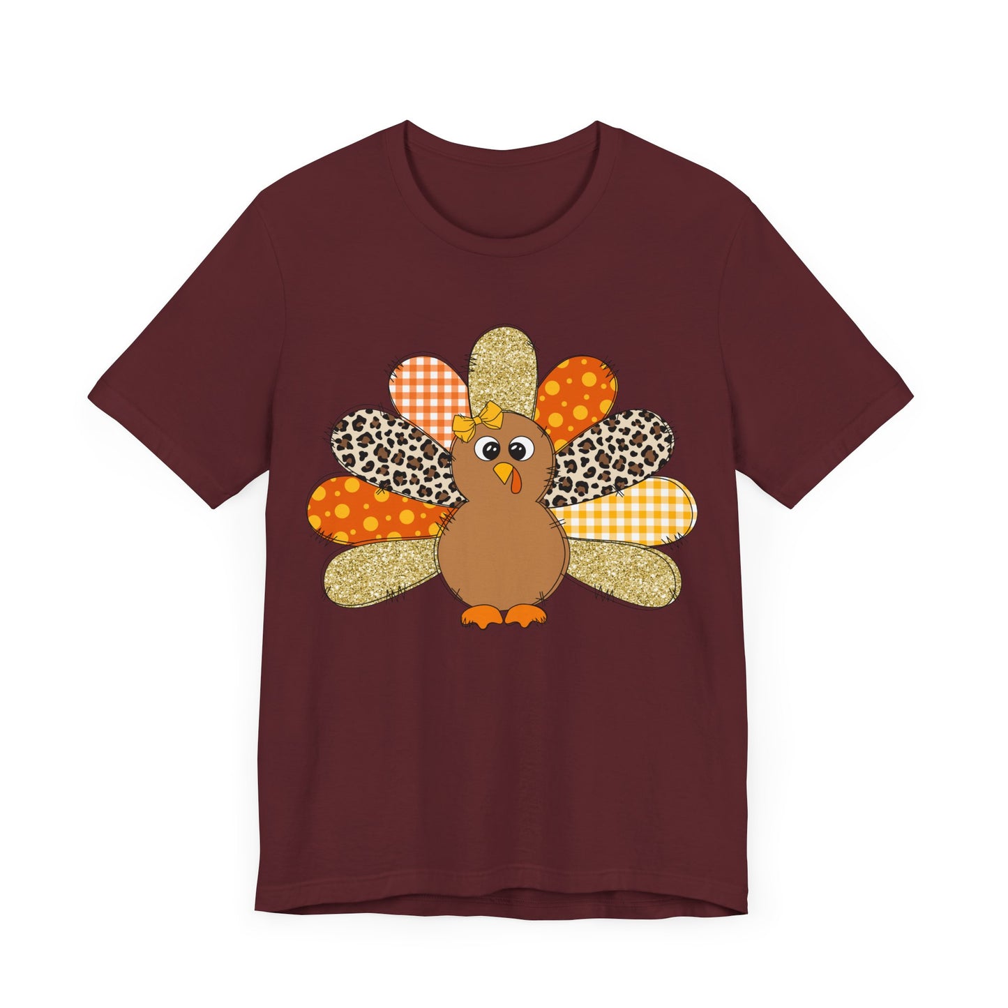 Cute Thanksgiving Turkey Jersey Short Sleeve Tee