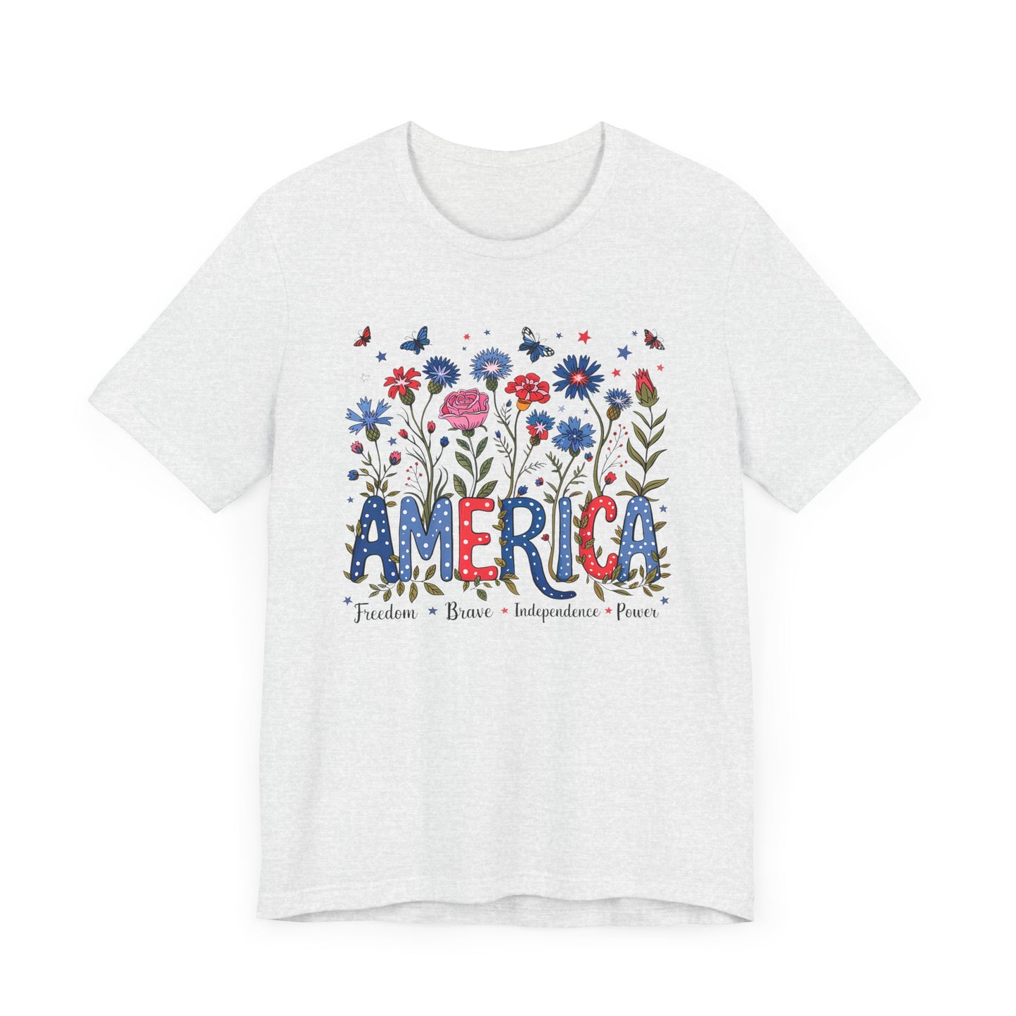 America Flowers Jersey Short Sleeve Tee