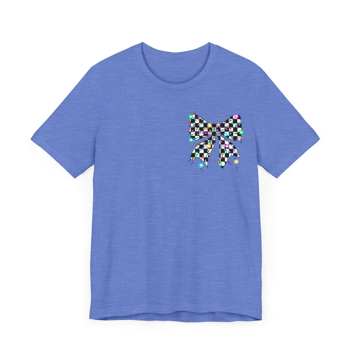 Checkered Lighted Bow Jersey Short Sleeve Tee