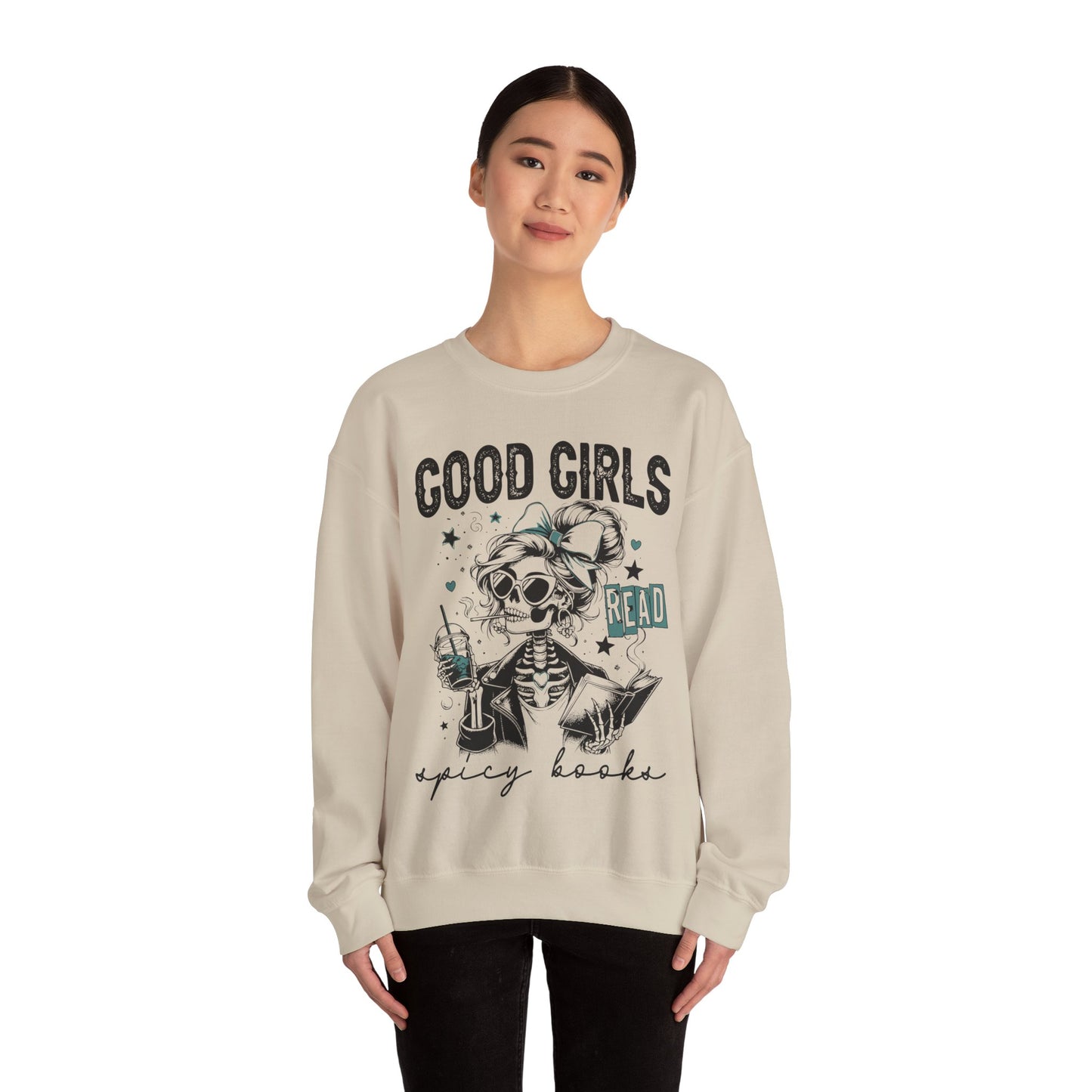 Good Girls Read Spicy Books Heavy Blend™ Crewneck Sweatshirt