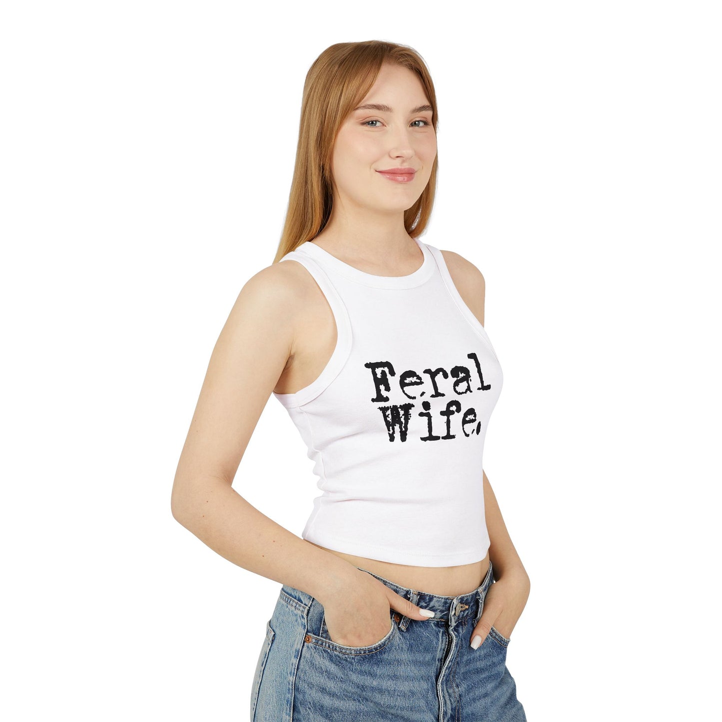 Feral Wife Women's Micro Rib Racer Tank Top
