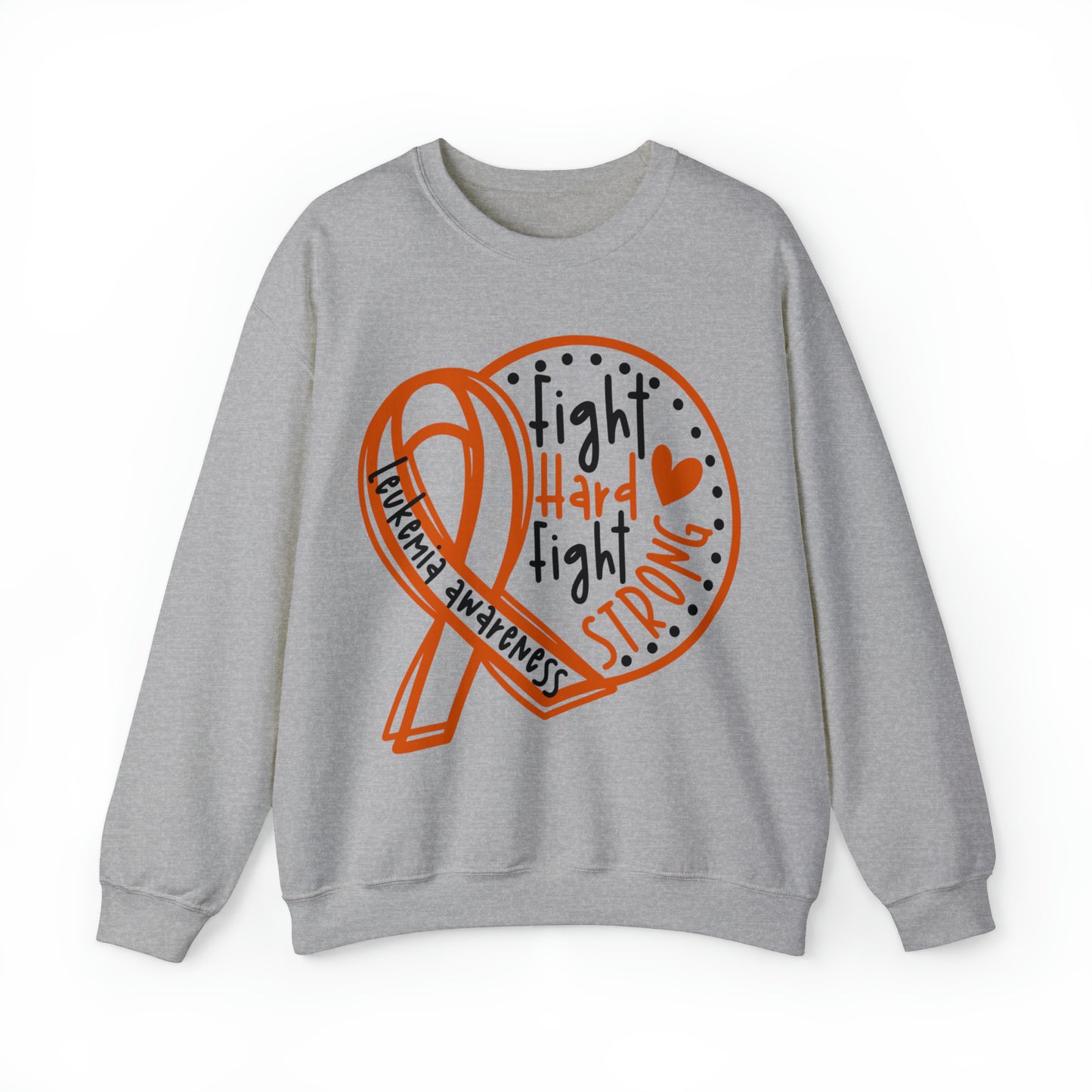 Fight Hard Fight Strong Leukemia Awareness Heavy Blend™ Crewneck Sweatshirt