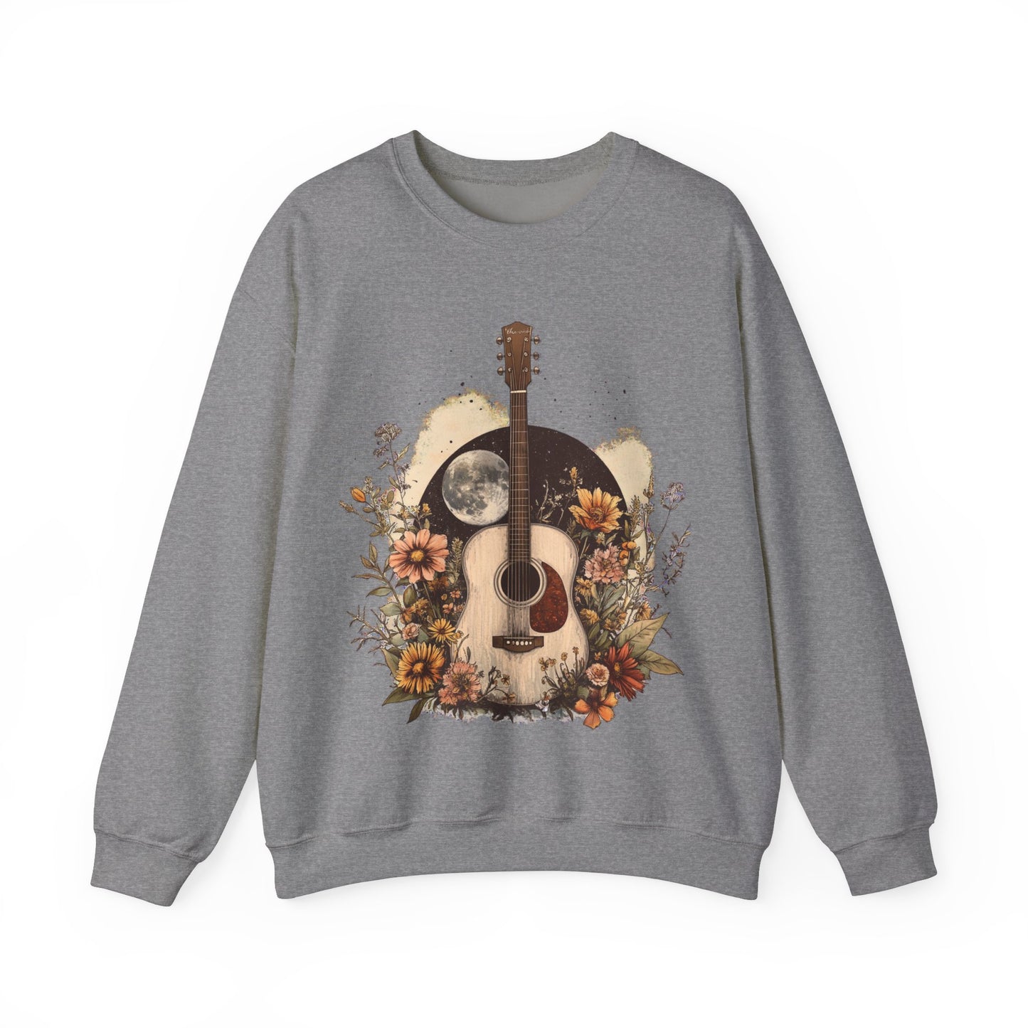Moon and Guitar Heavy Blend™ Crewneck Sweatshirt