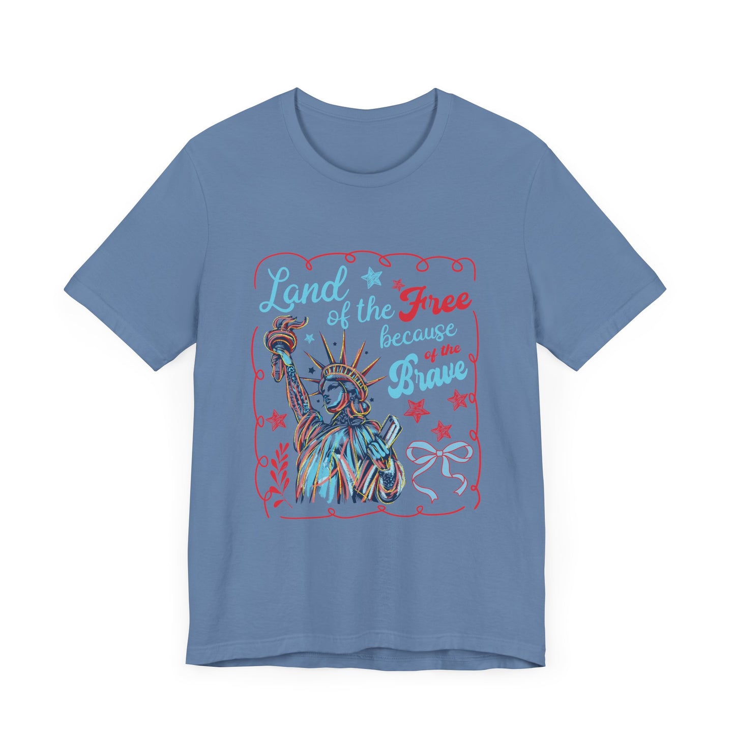 Land of the Free Because of the Brave Jersey Short Sleeve Tee