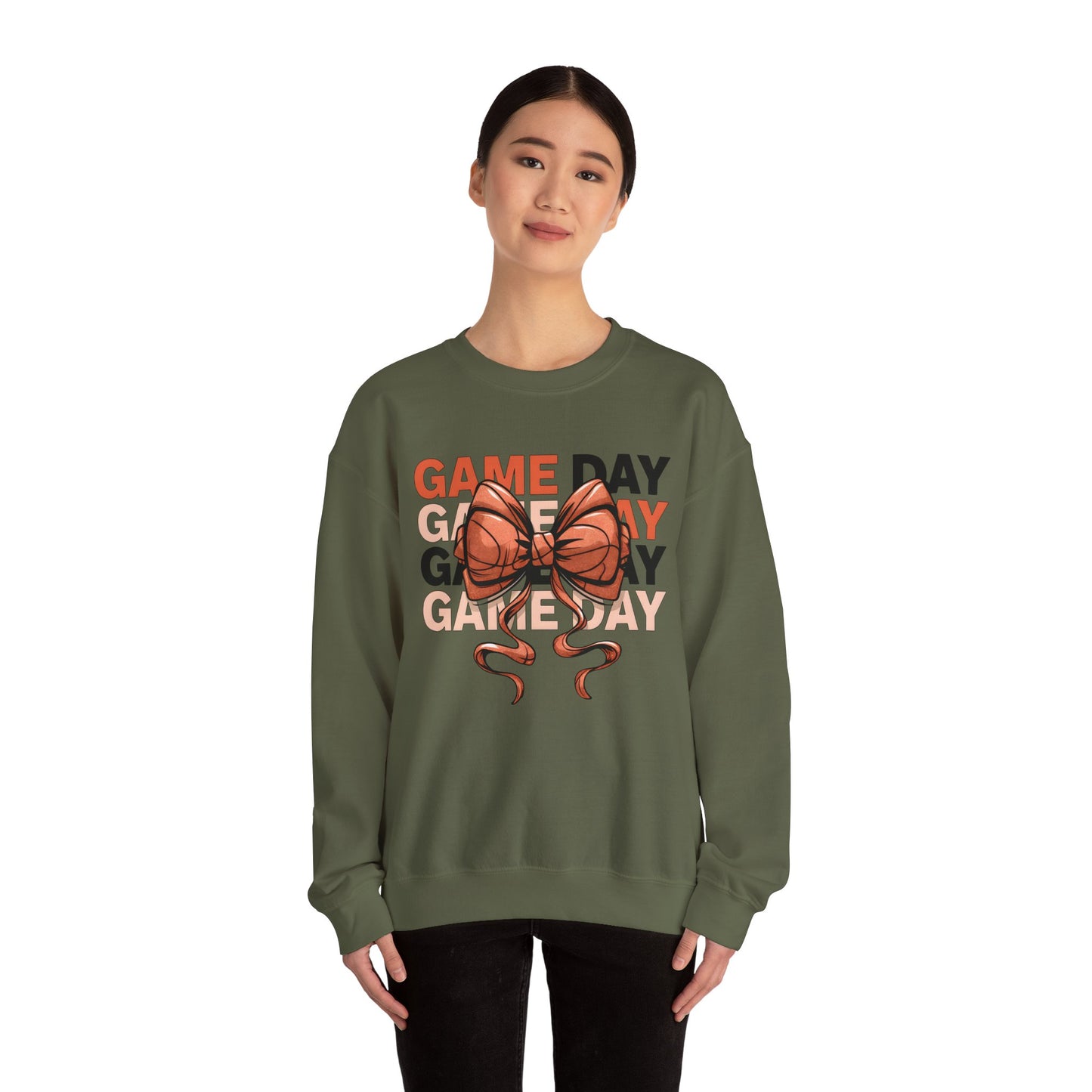 Game Day Basketball Bow Heavy Blend™ Crewneck Sweatshirt
