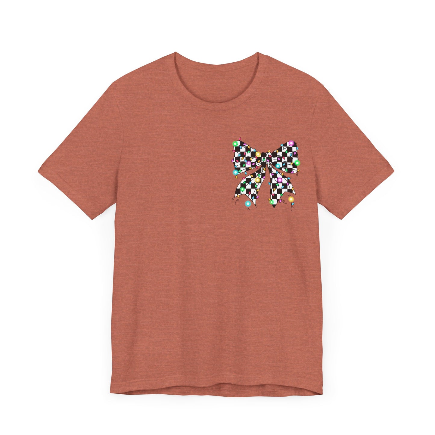Checkered Lighted Bow Jersey Short Sleeve Tee