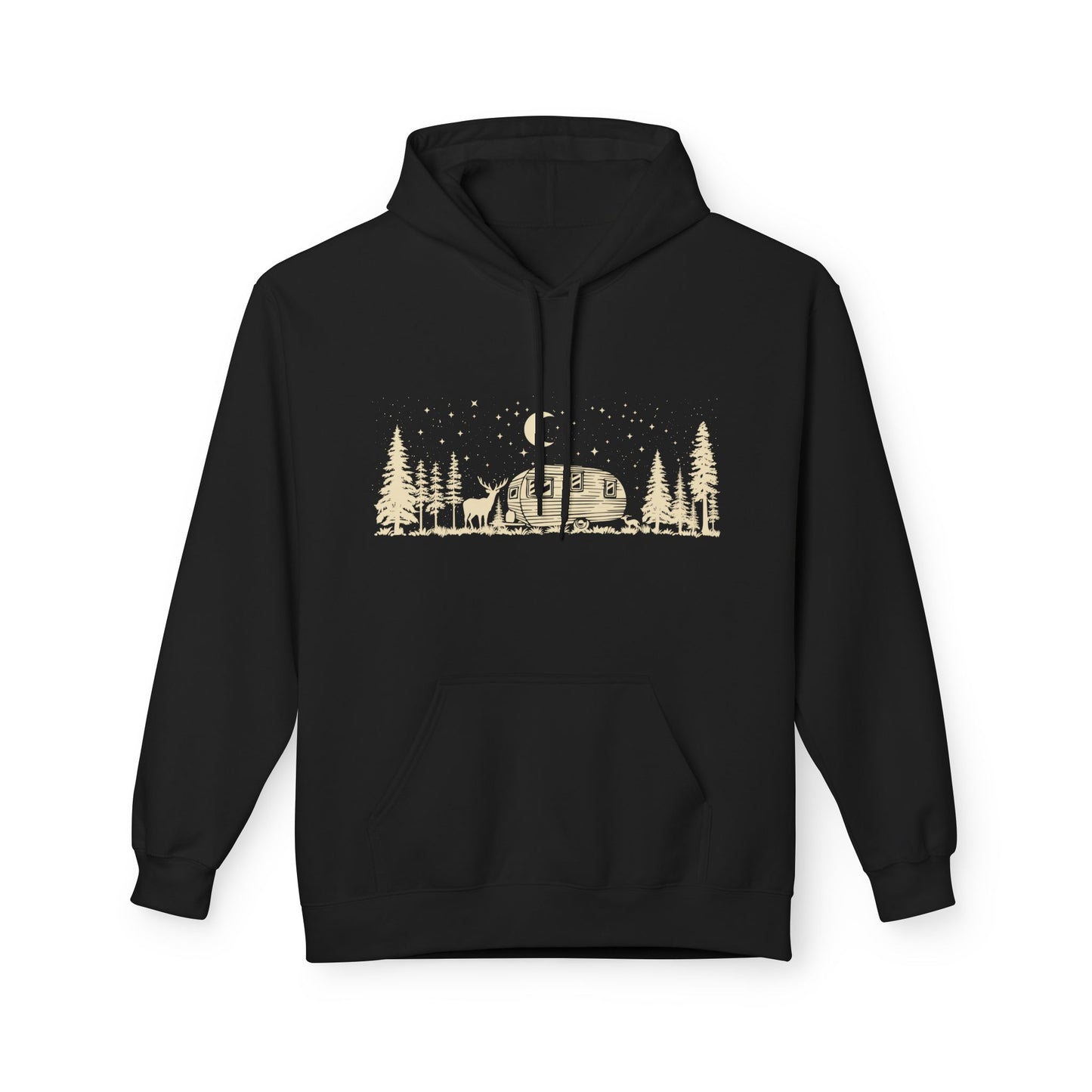 Camping Night Scene Midweight Softstyle Fleece Hoodie
