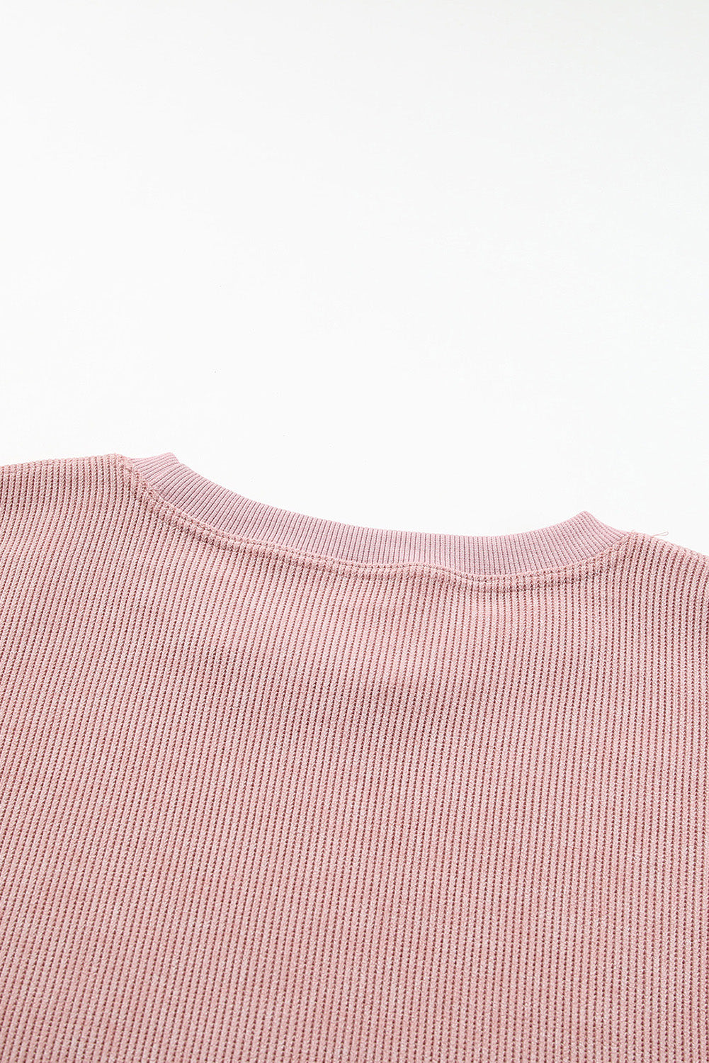 Black Plus Size Corded Round Neck Sweatshirt