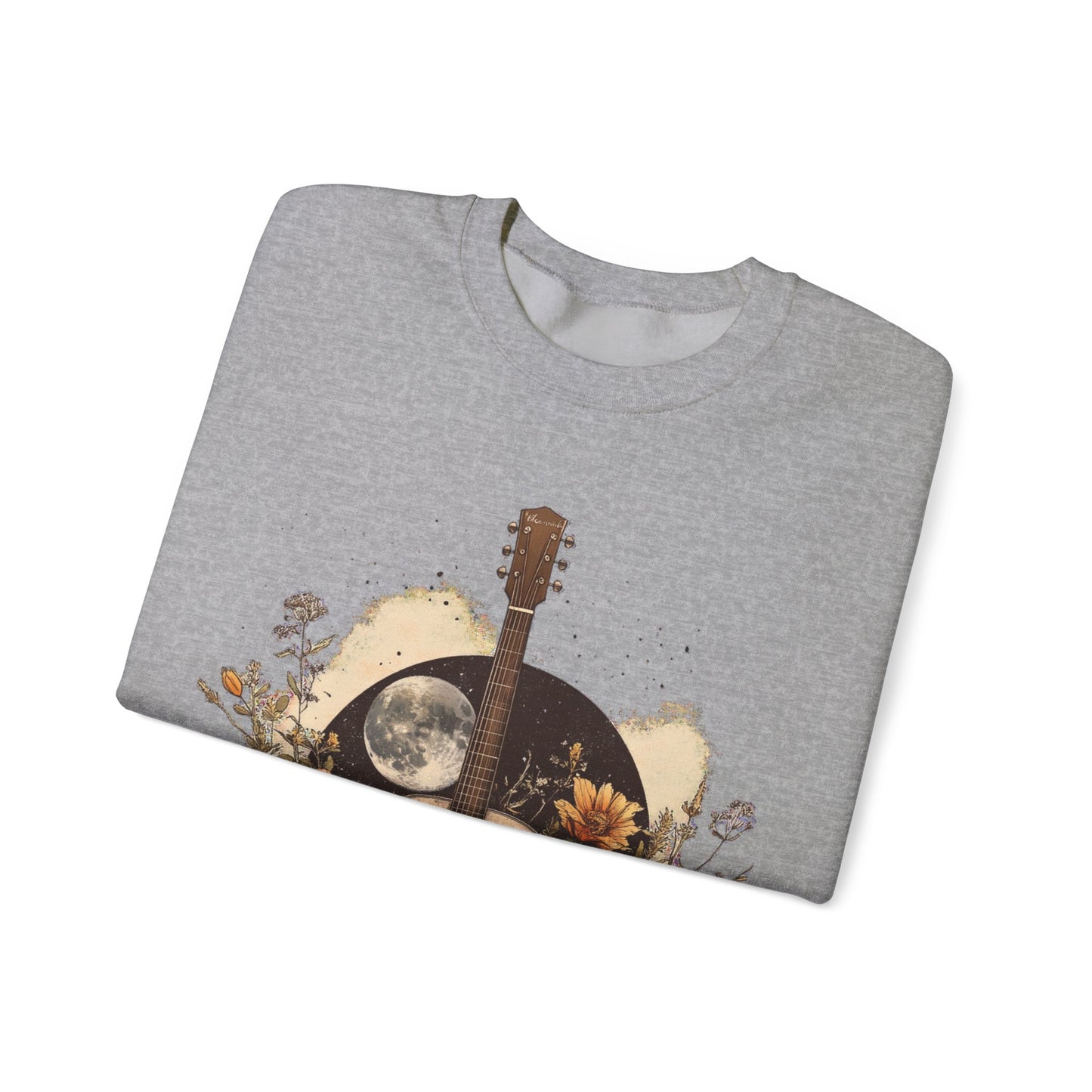 Moon and Guitar Heavy Blend™ Crewneck Sweatshirt