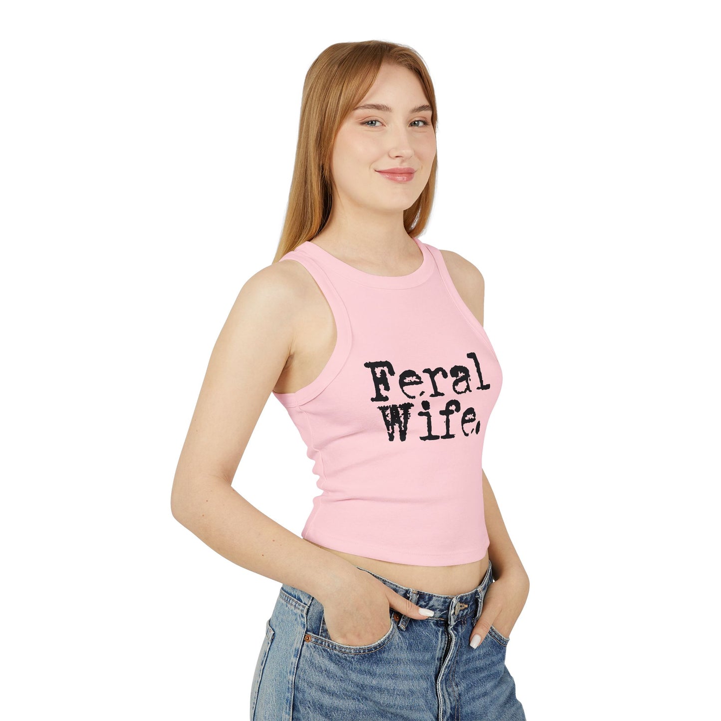Feral Wife Women's Micro Rib Racer Tank Top