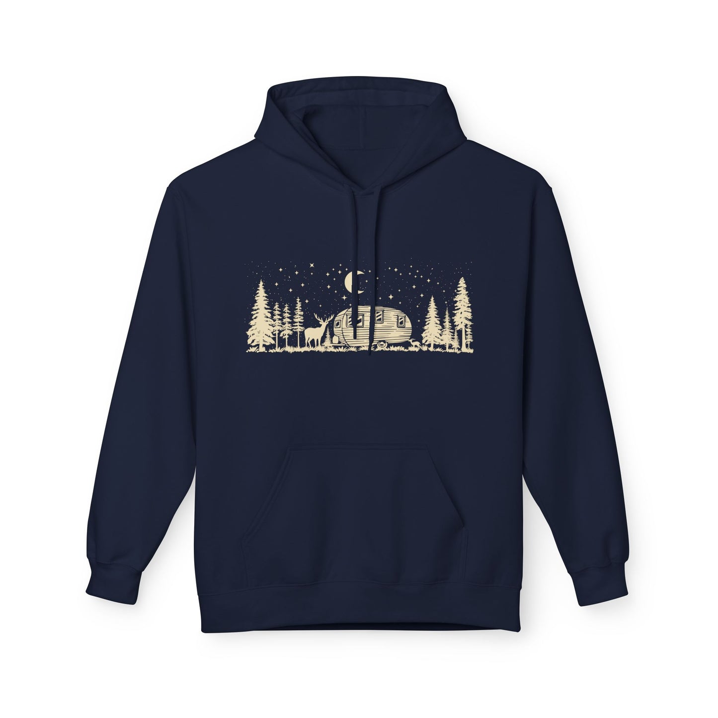 Camping Night Scene Midweight Softstyle Fleece Hoodie