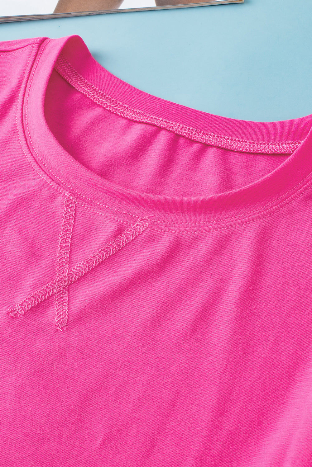 Rose Red Light Pink Longline Short Sleeve Side Slit