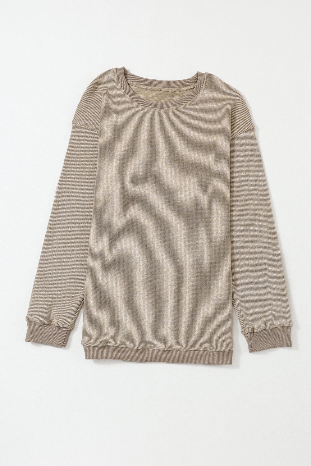 Black Plus Size Corded Round Neck Sweatshirt