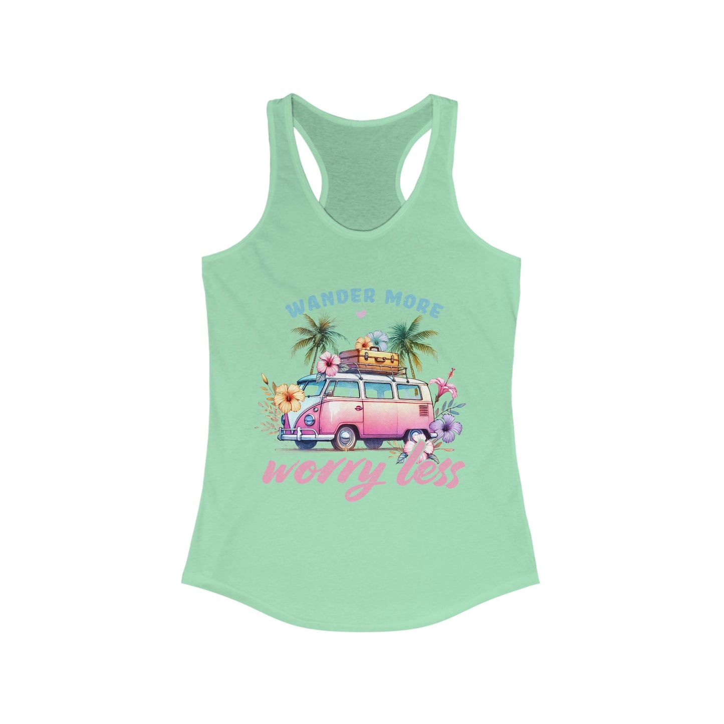 Wander More Worry Less Women's Ideal Racerback Tank