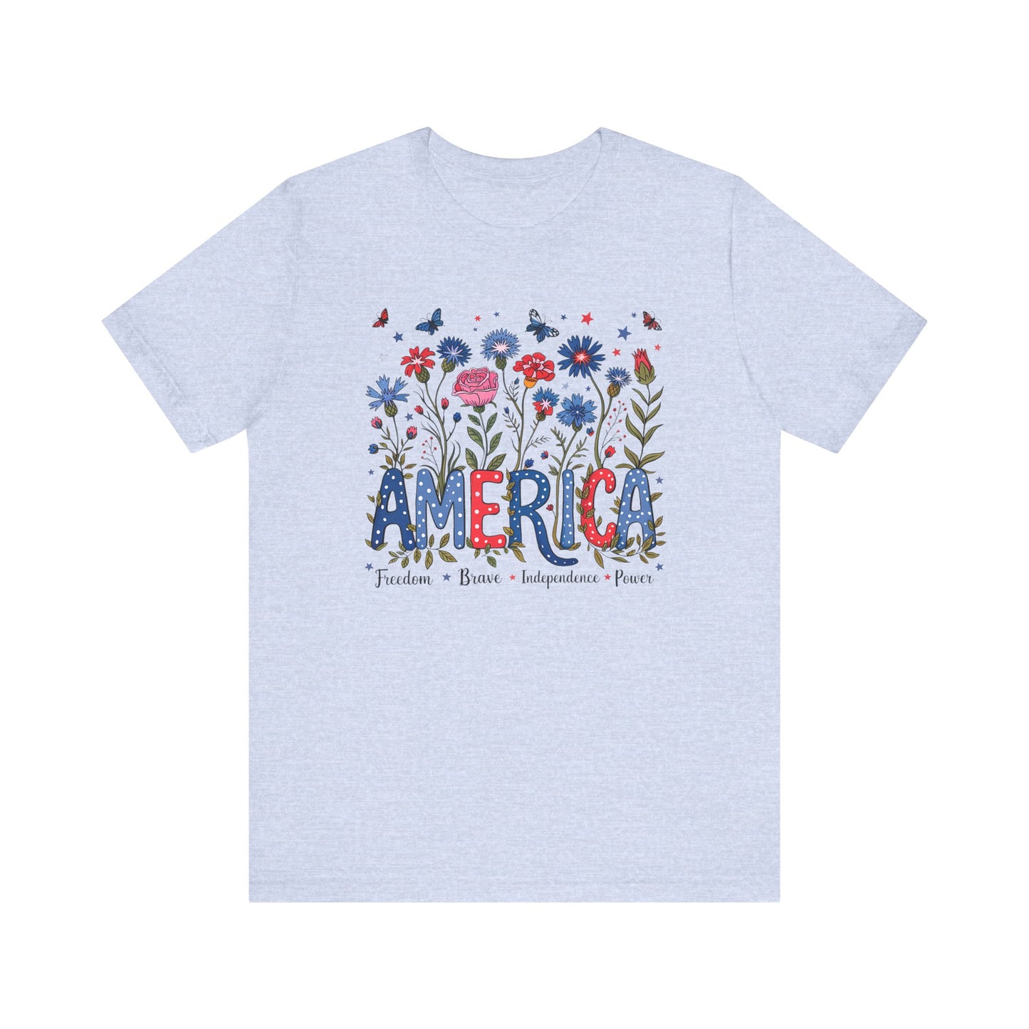 America Flowers Jersey Short Sleeve Tee