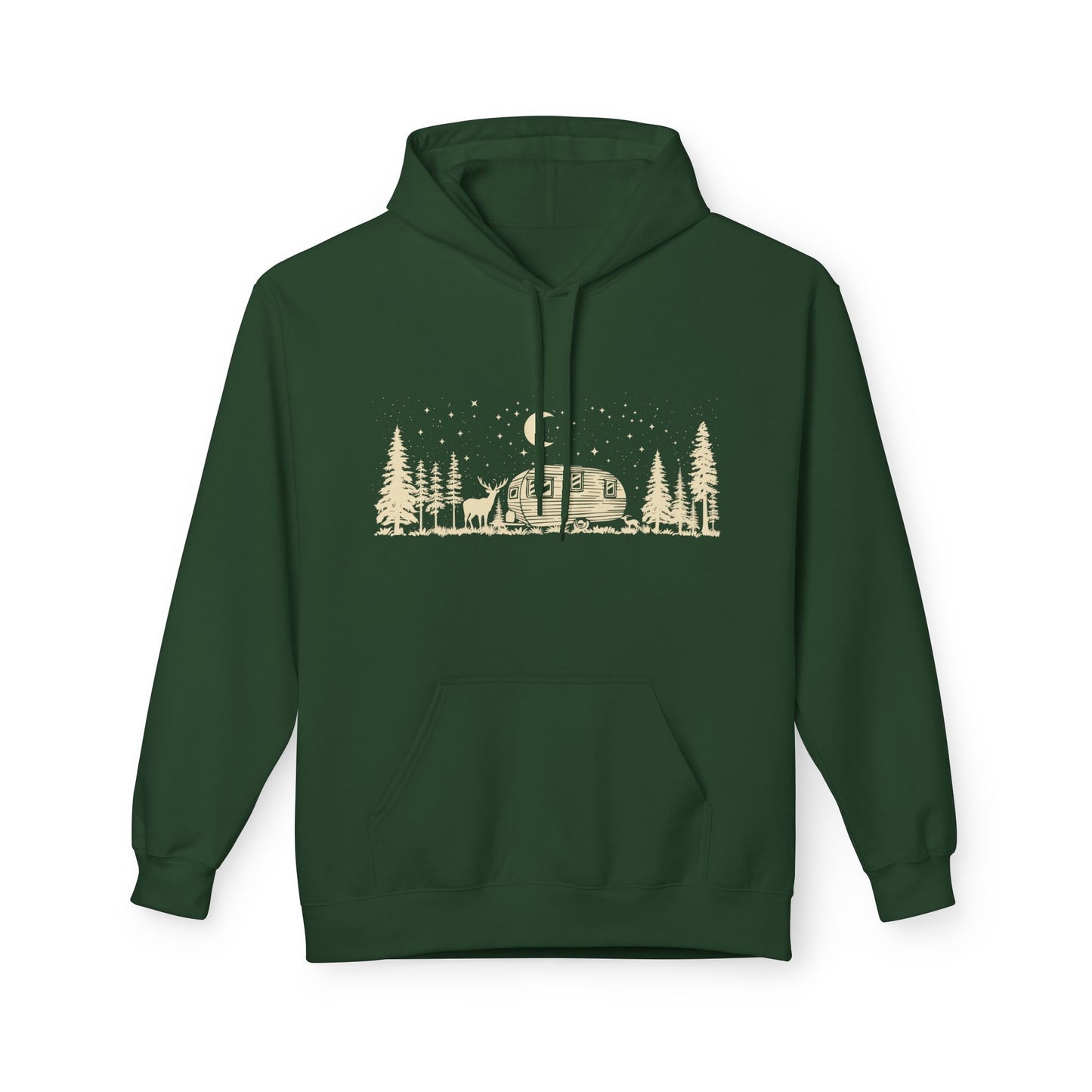 Camping Night Scene Midweight Softstyle Fleece Hoodie