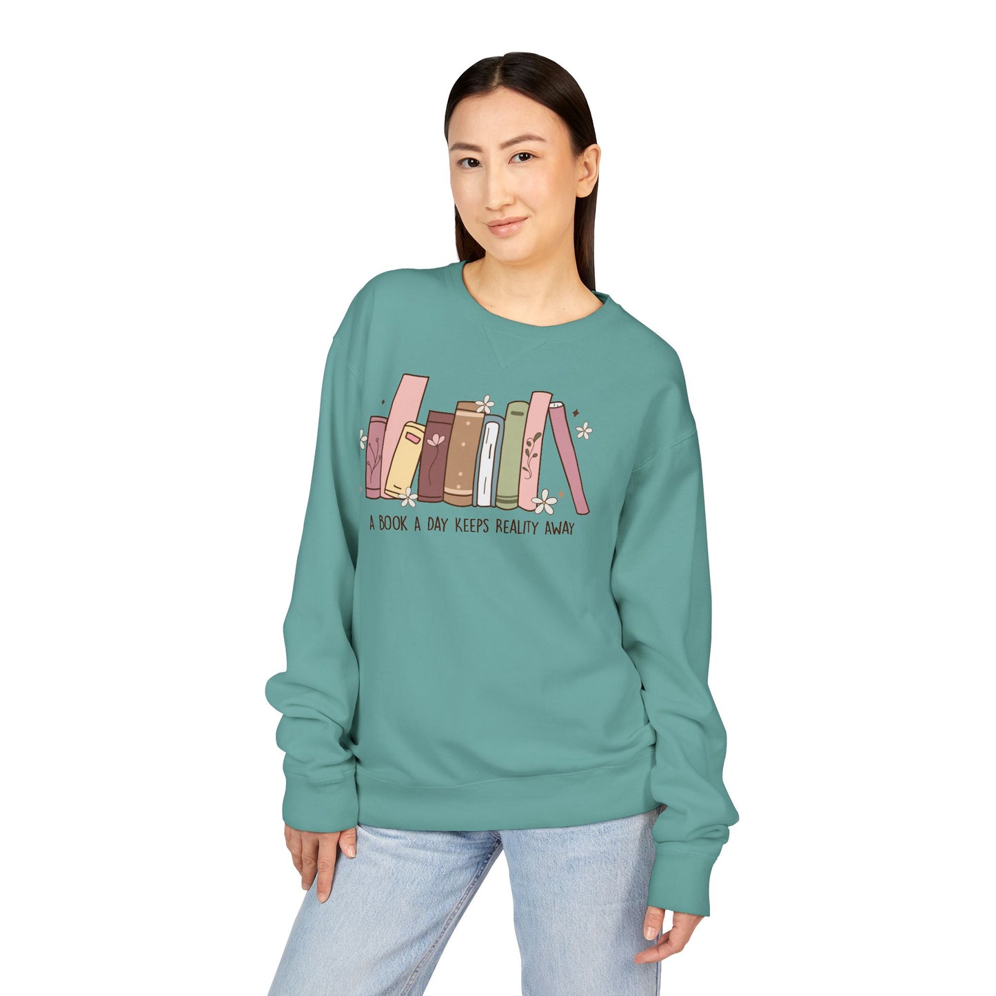 A Book A Day Keeps Reality Away ComfortWash® Garment Dyed Crewneck Sweatshirt