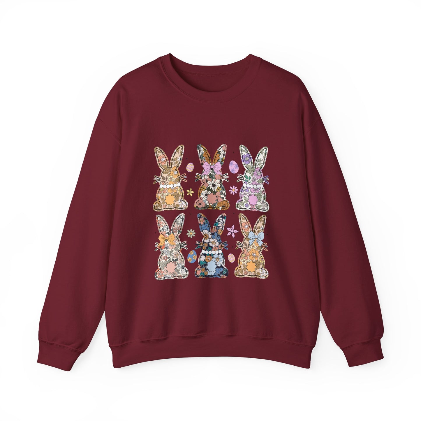 Floral Bunnies Heavy Blend™ Crewneck Sweatshirt