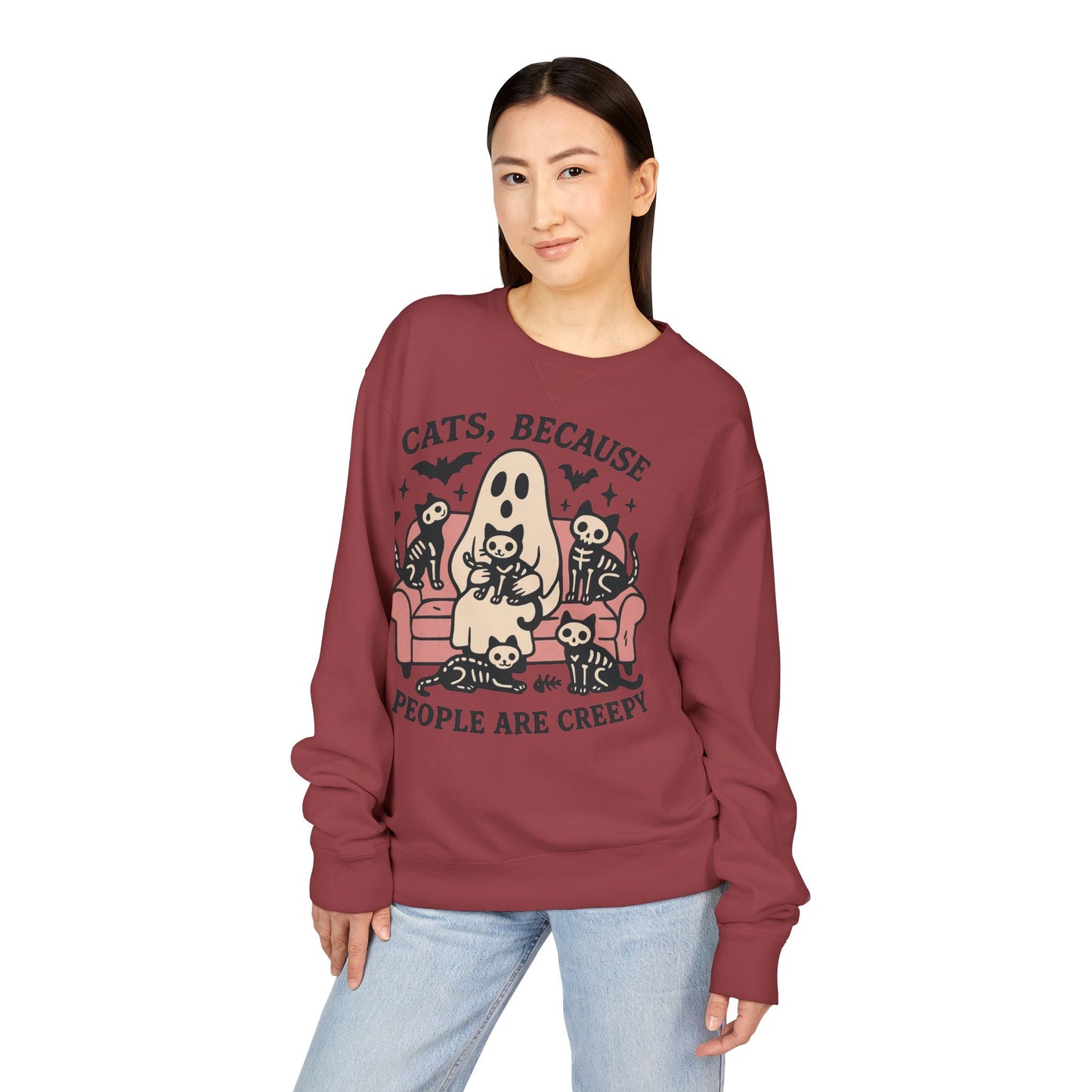 Cats Because People are Creepy ComfortWash® Garment Dyed Crewneck Sweatshirt