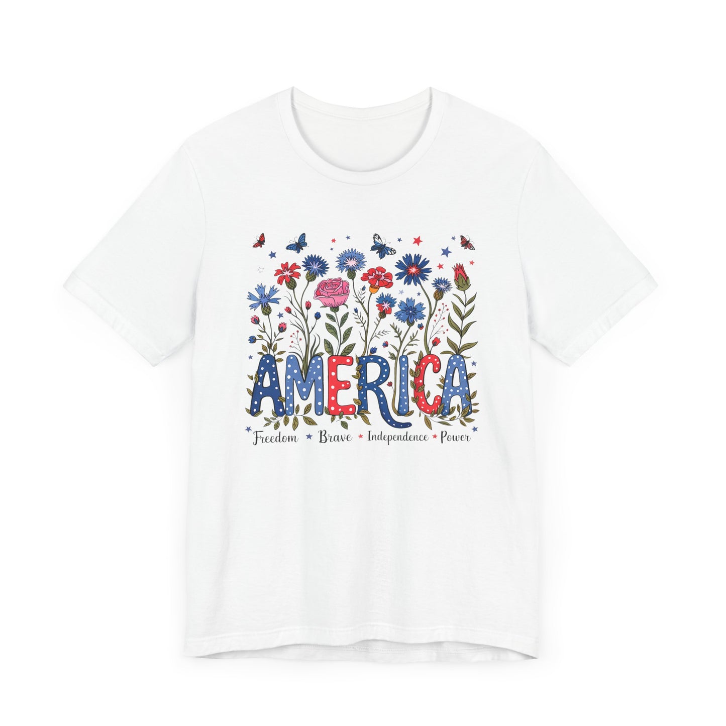 America Flowers Jersey Short Sleeve Tee