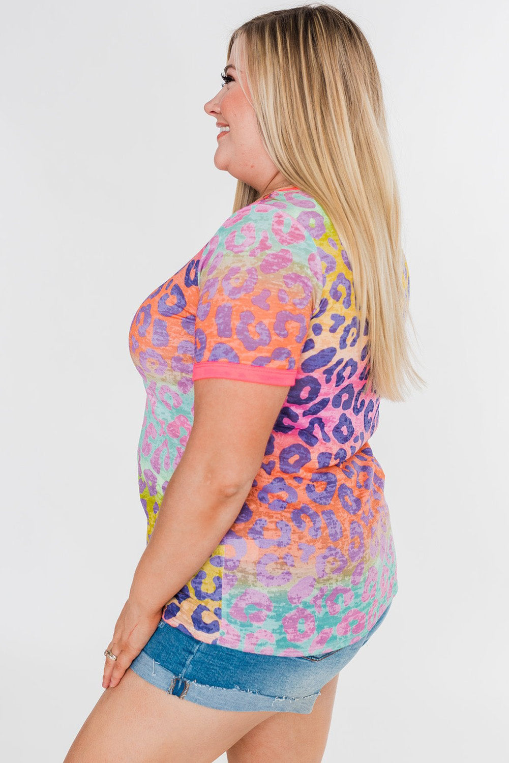 Plus Size Leopard Tie-dye T-shirt