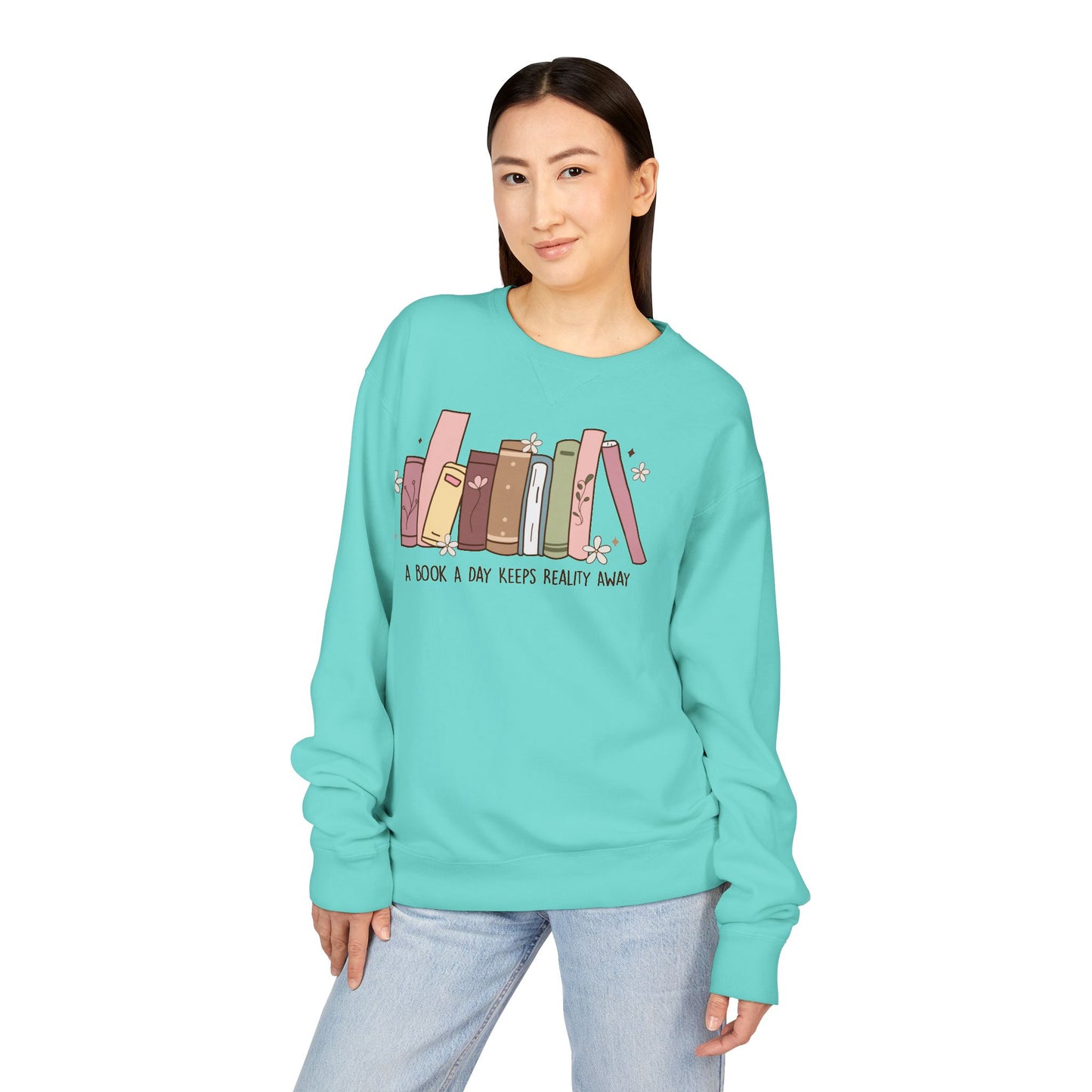 A Book A Day Keeps Reality Away ComfortWash® Garment Dyed Crewneck Sweatshirt