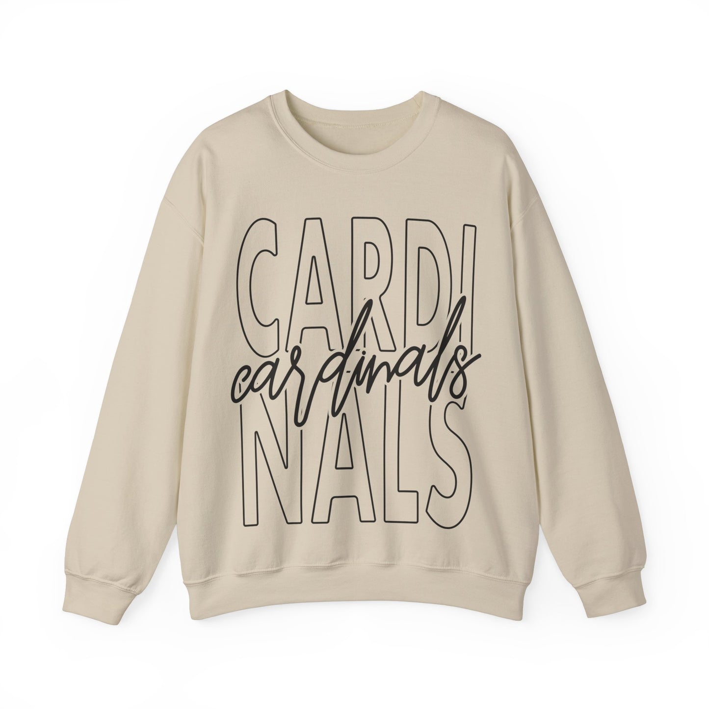 Cardinals Stacked and Cursive Heavy Blend™ Crewneck Sweatshirt