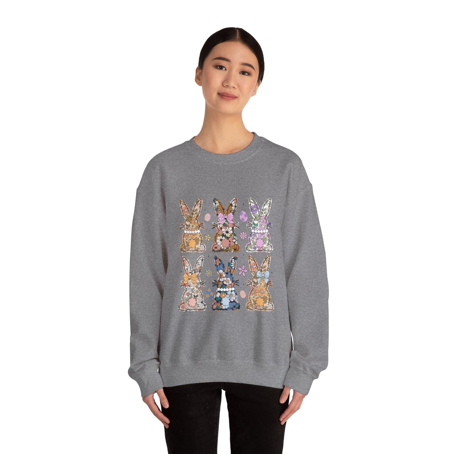 Floral Bunnies Heavy Blend™ Crewneck Sweatshirt
