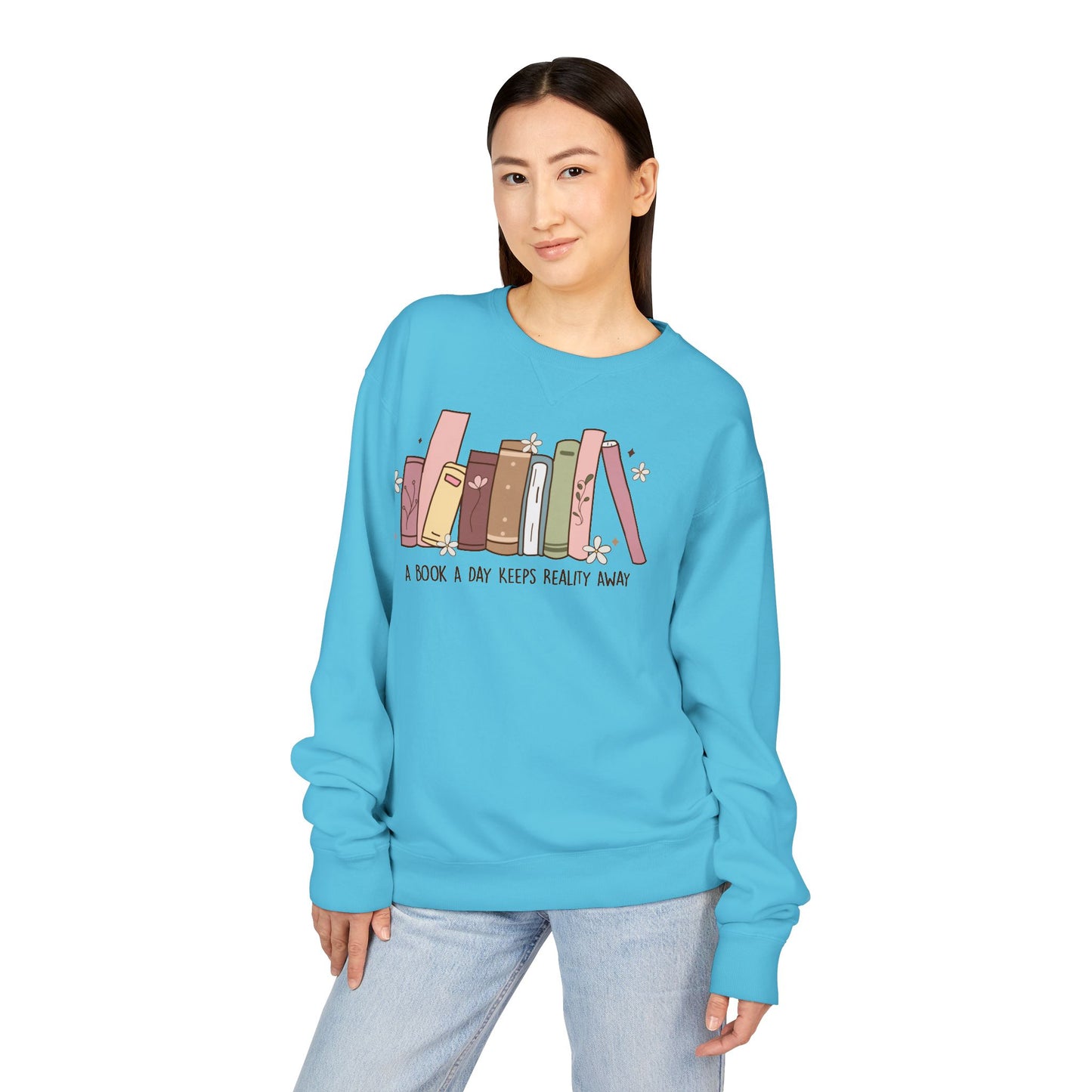 A Book A Day Keeps Reality Away ComfortWash® Garment Dyed Crewneck Sweatshirt