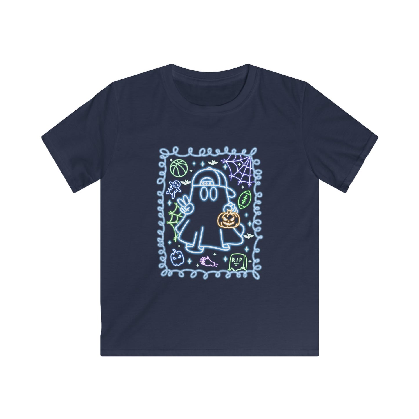 Neon Boy Ghost Kids Softstyle Tee