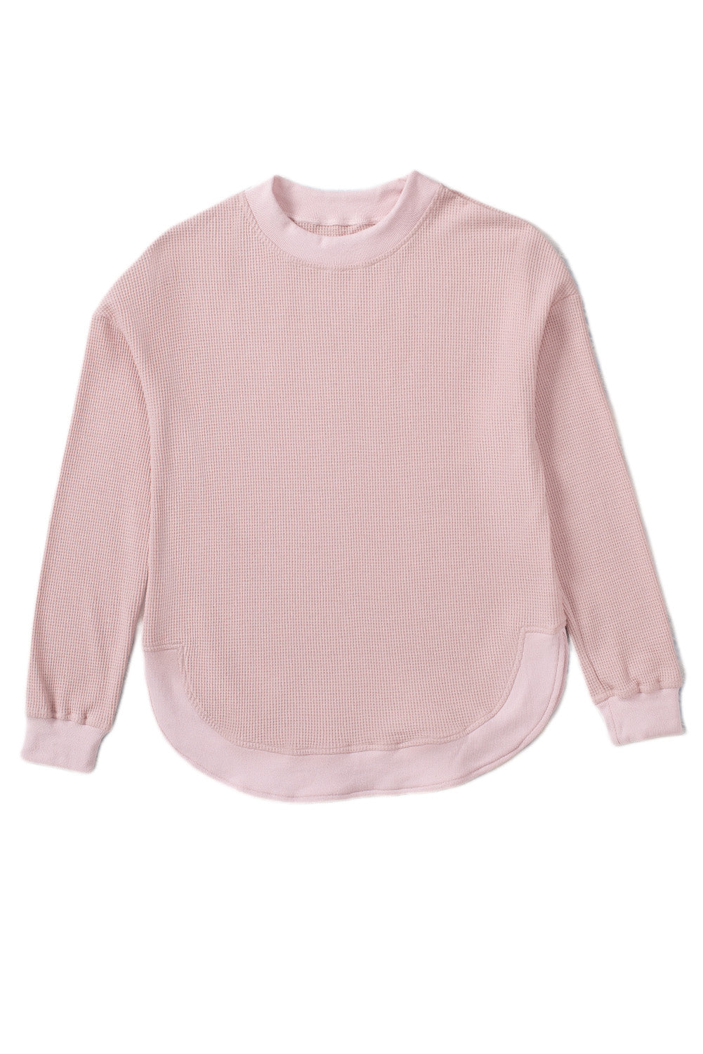 Waffle Knit Crew Neck Casual Long Sleeve Top