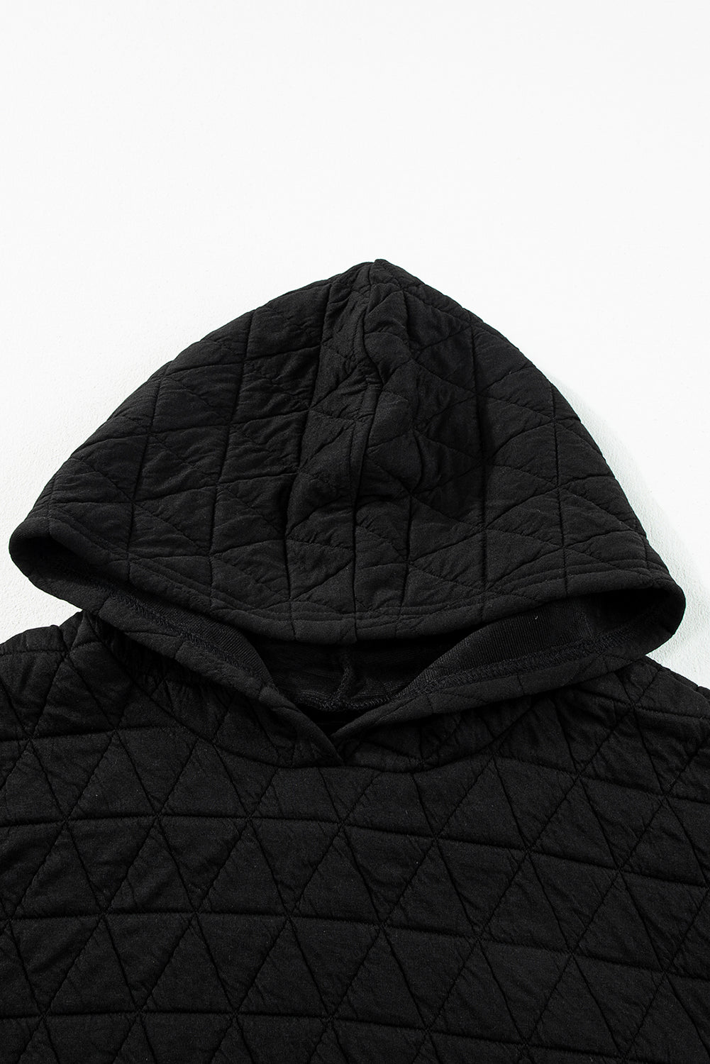 Light Grey Drop Shoulder Quilted Patchwork Kangaroo Pocket Hoodie