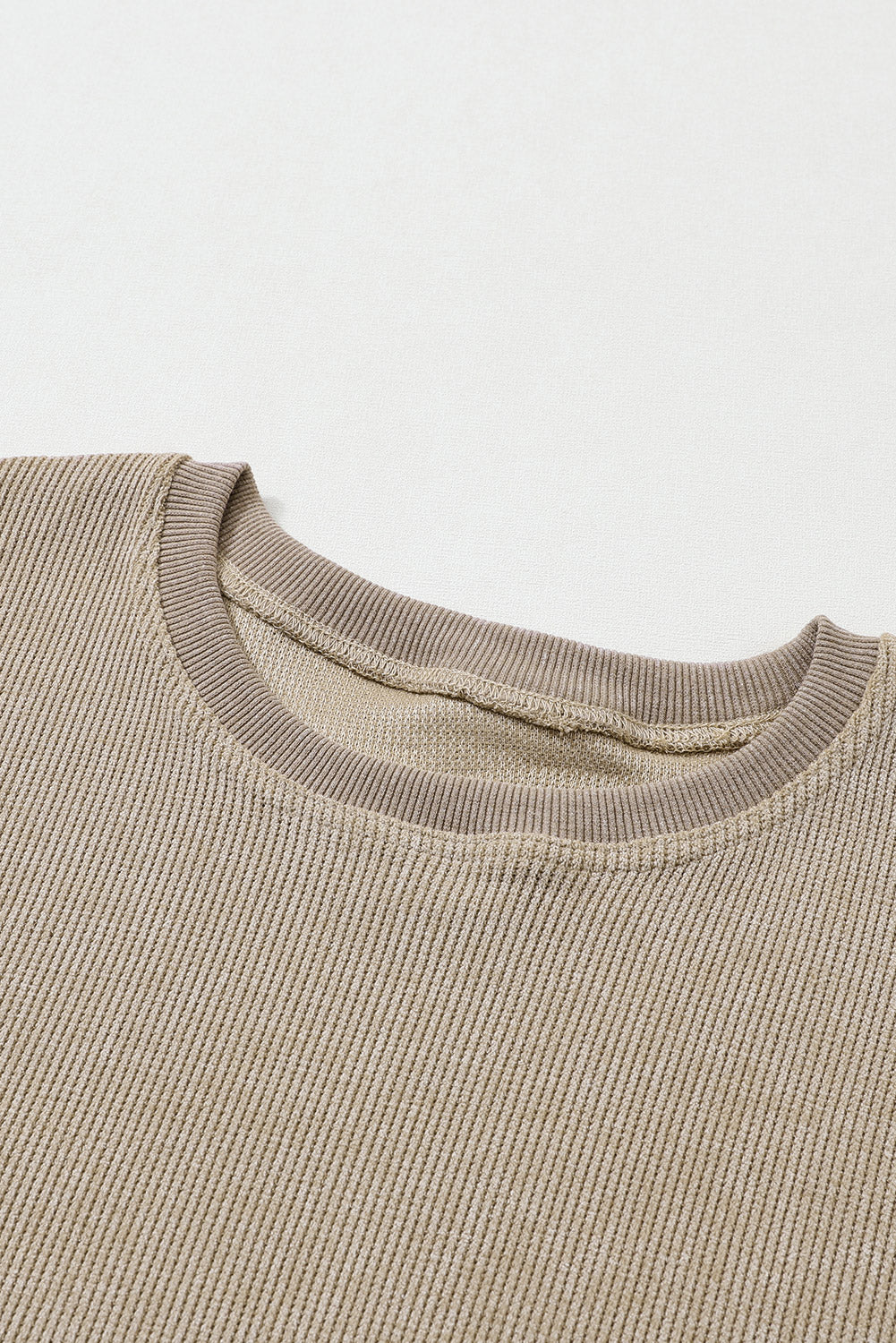 Black Plus Size Corded Round Neck Sweatshirt
