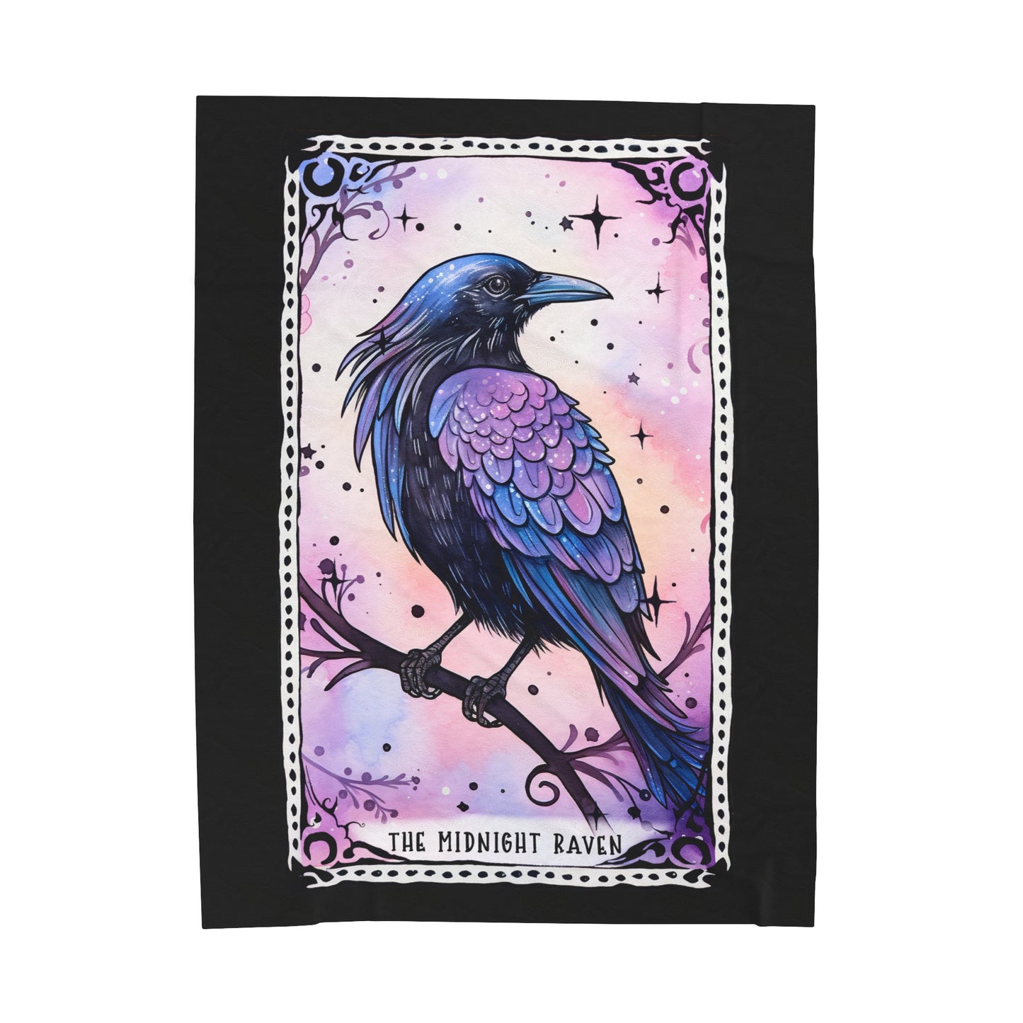 The Midnight Raven Tarot Card Velveteen Plush Blanket