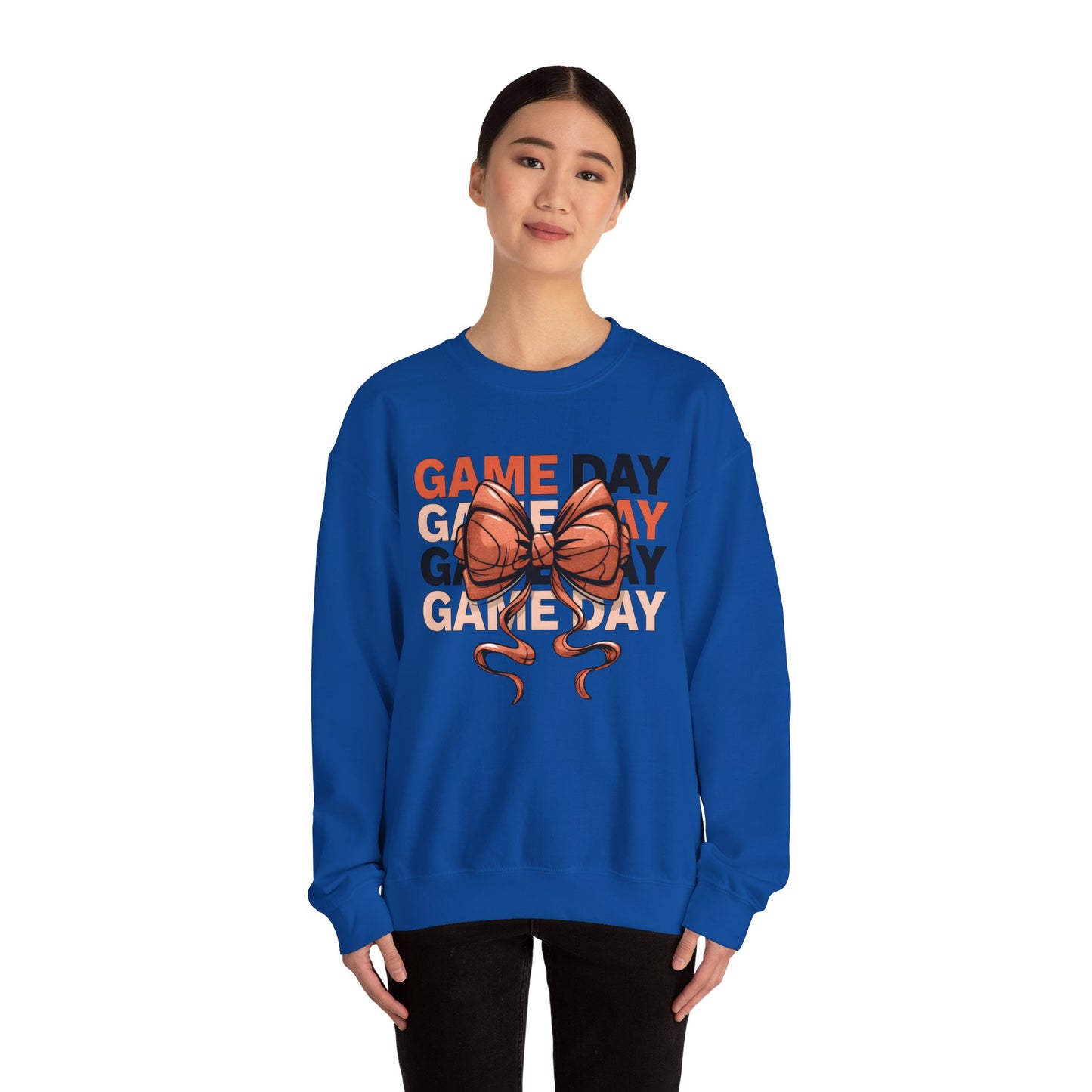 Game Day Basketball Bow Heavy Blend™ Crewneck Sweatshirt