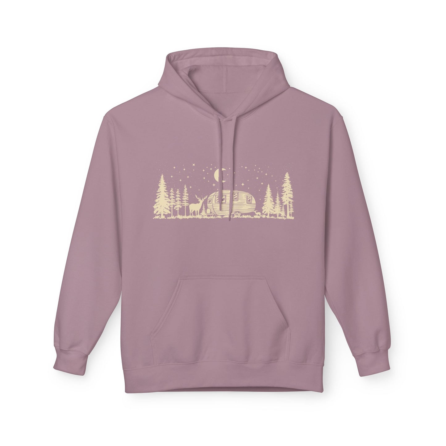 Camping Night Scene Midweight Softstyle Fleece Hoodie